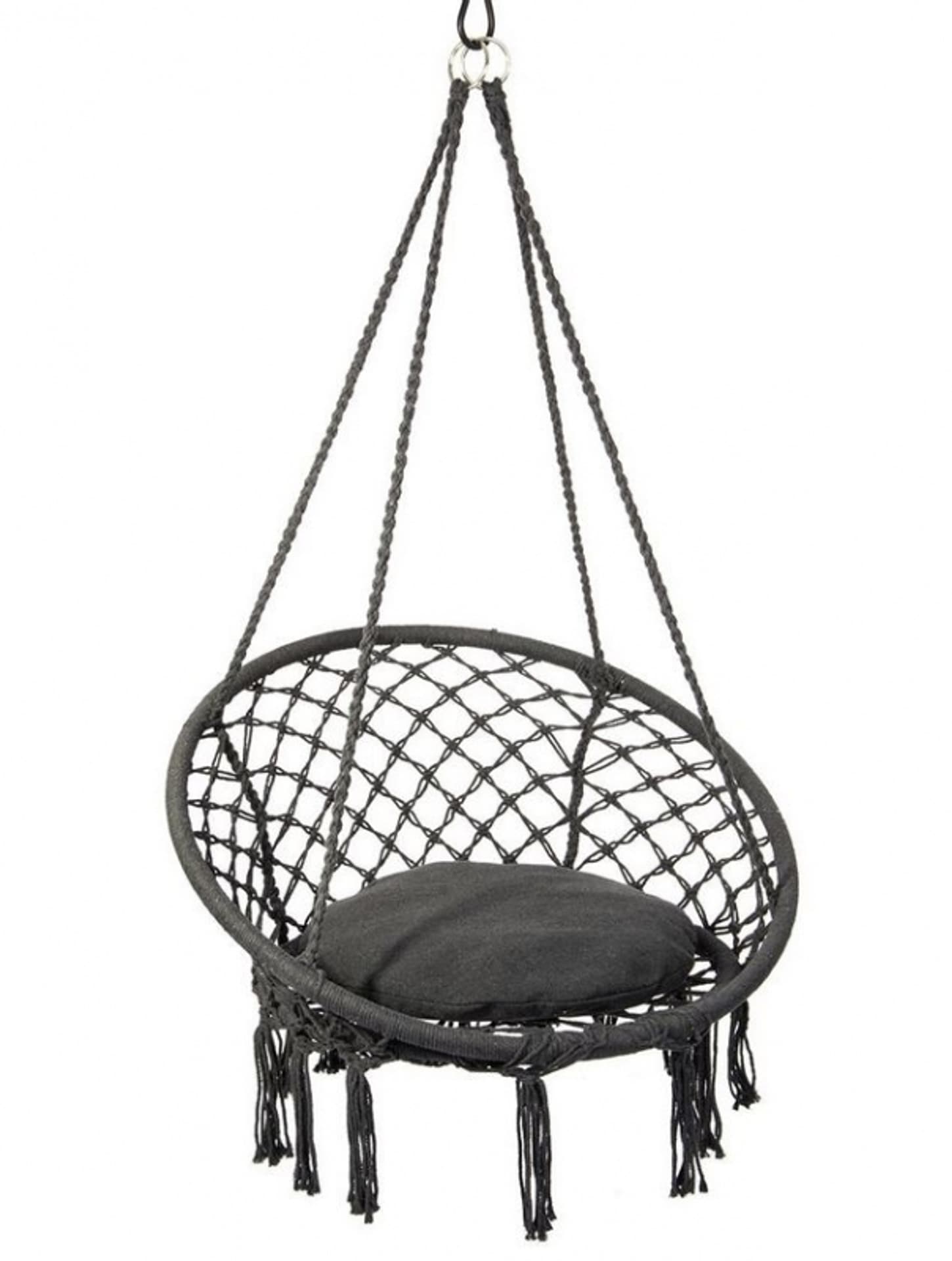 

HAMAK AŻUROWY FOTEL WISZĄCY 80x60CM Z PODUSZKĄ SZARY #H1