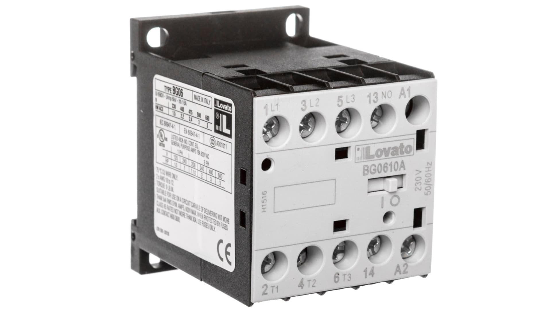 

Stycznik mocy 3P 6A 2,2kW przy 400VAC AC3, cewka 230VAC 50/60Hz 1Z 0R 11BG0610A230