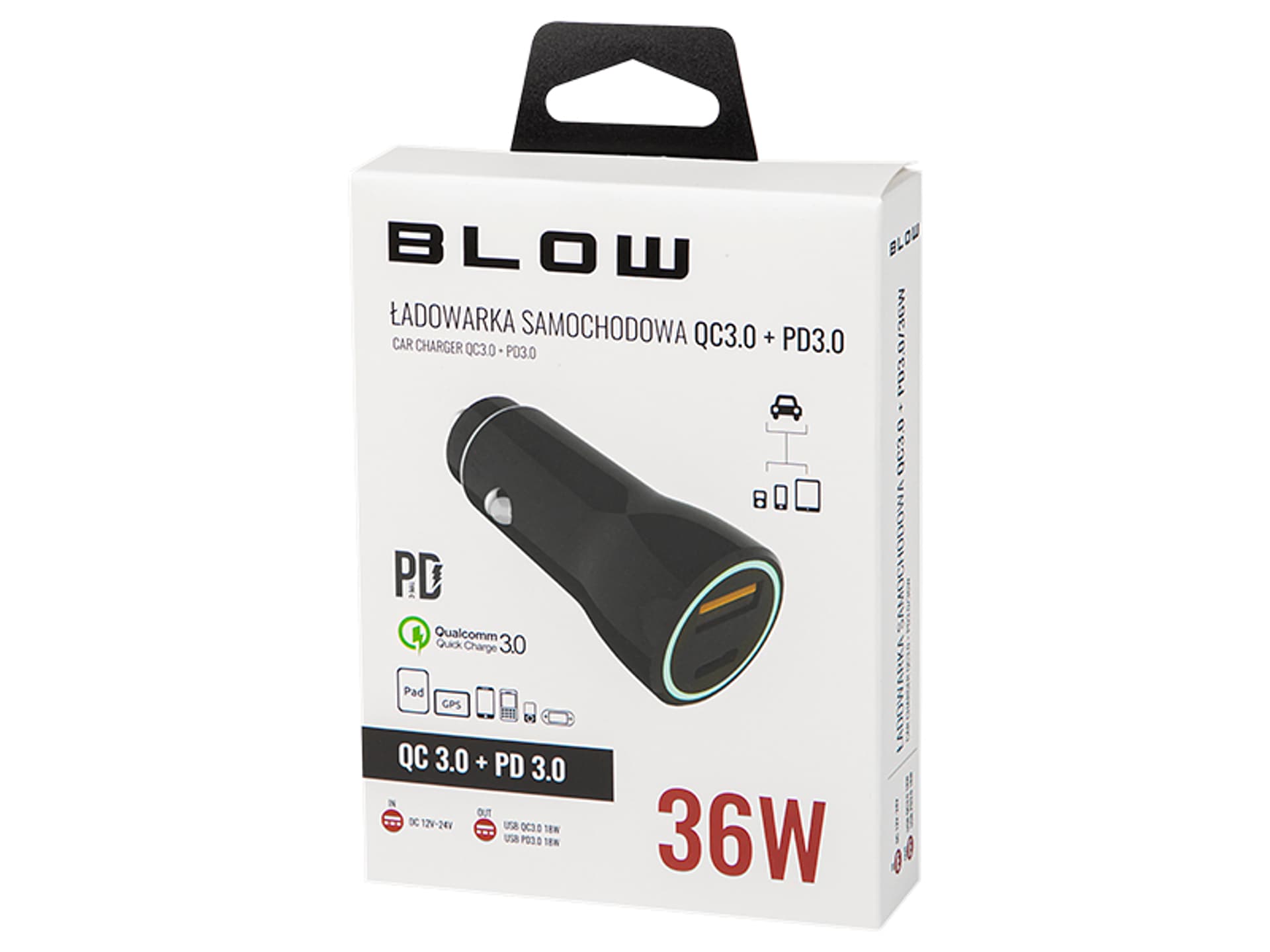 

75-755# Ładowarka sam. z gn.usb+usb-c 36w g36w