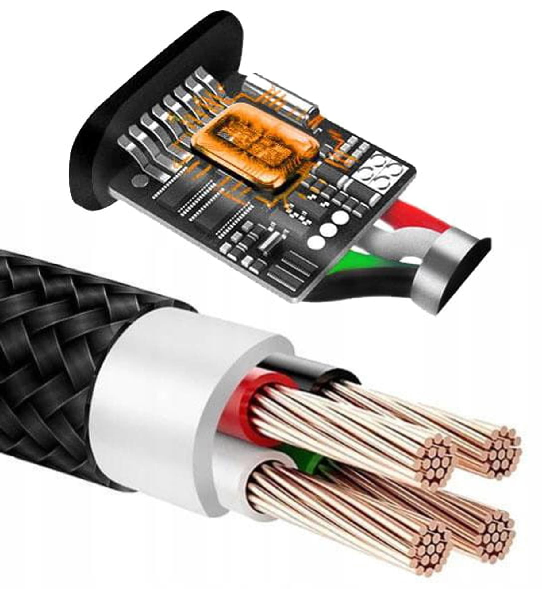 Kabel USB Typ-C - USB Typ-C Spider oplot (1 m, czarny)