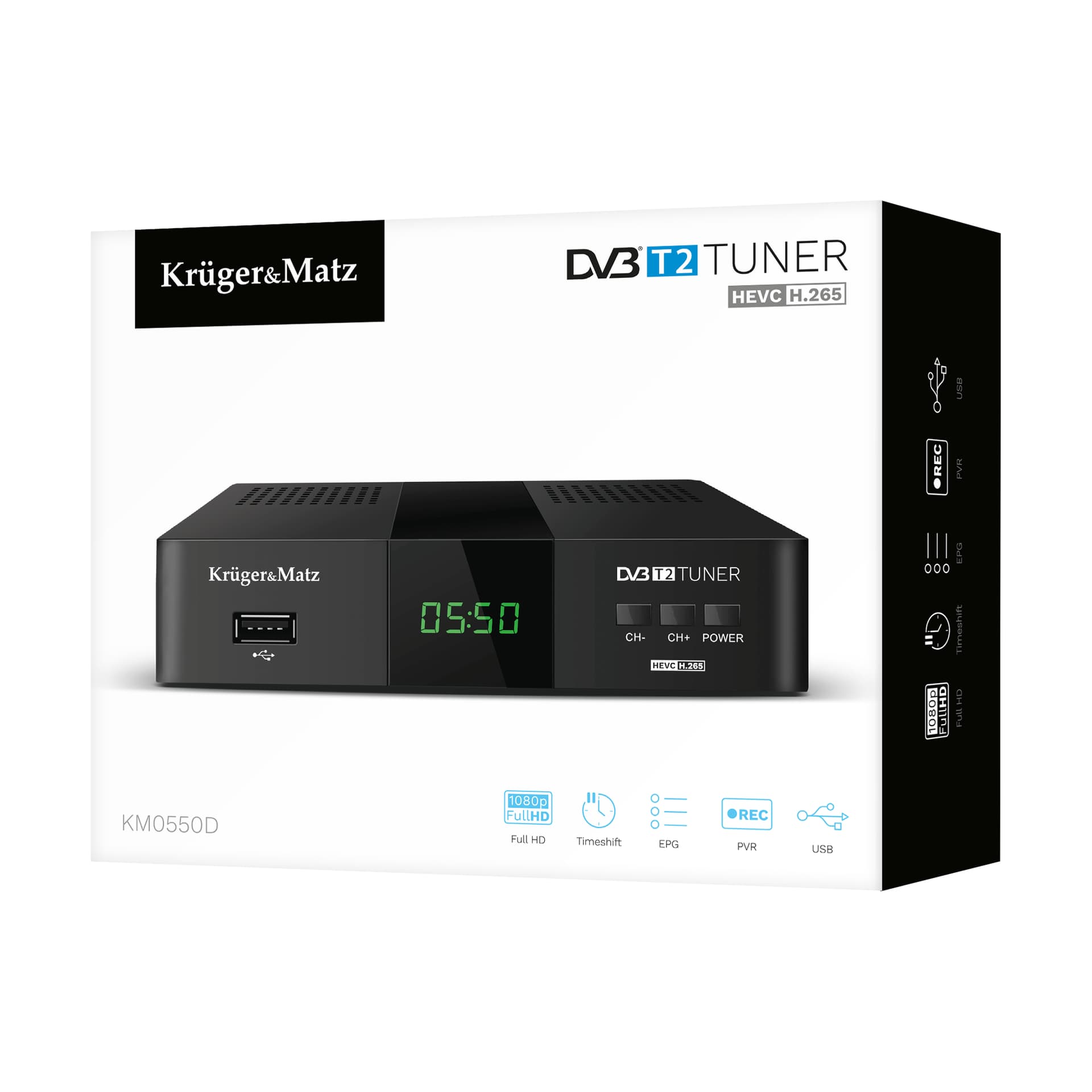 Tuner DVB-T2  H.265 HEVC Kruger&Matz