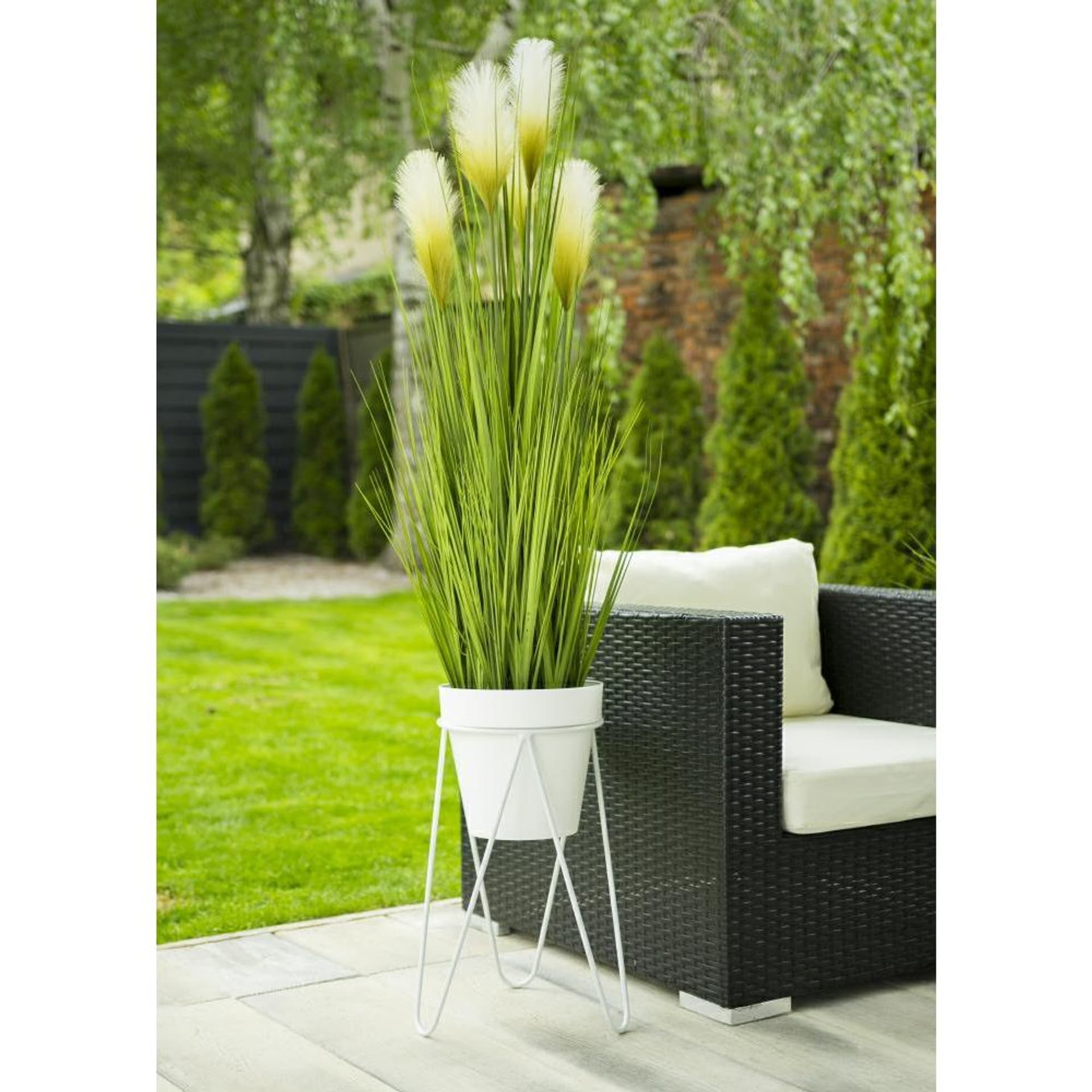 

Biały nowoczesny kwietnik Loft 45 cm
