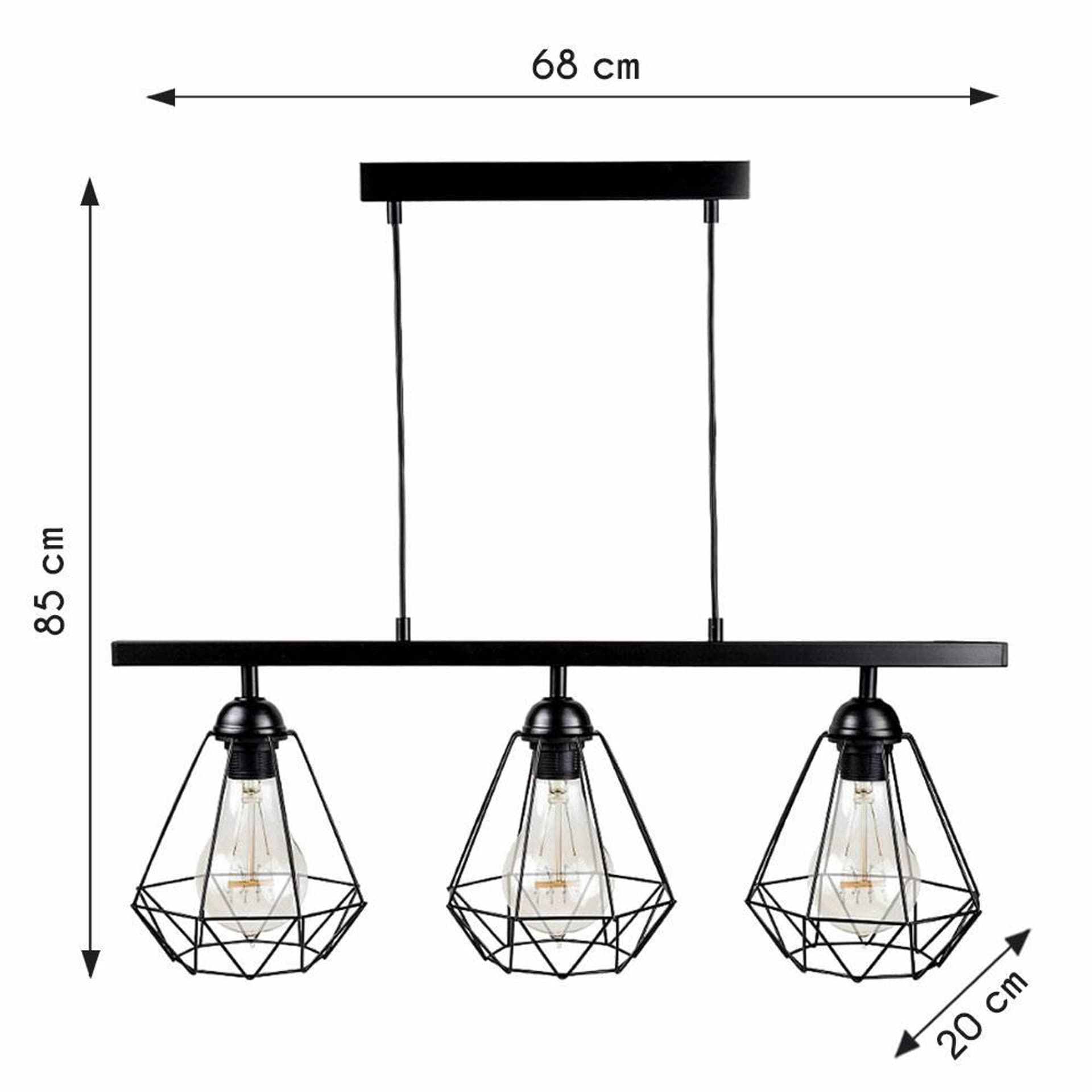 

Potrójna lampa wisząca Diamante
