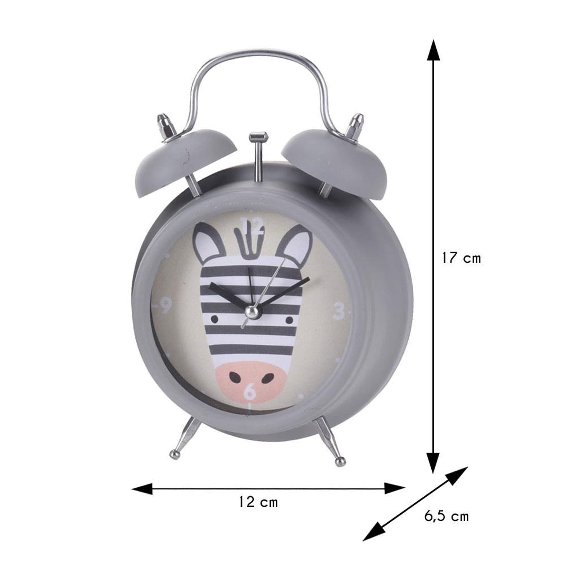 

Budzik dla dzieci szary Zebra