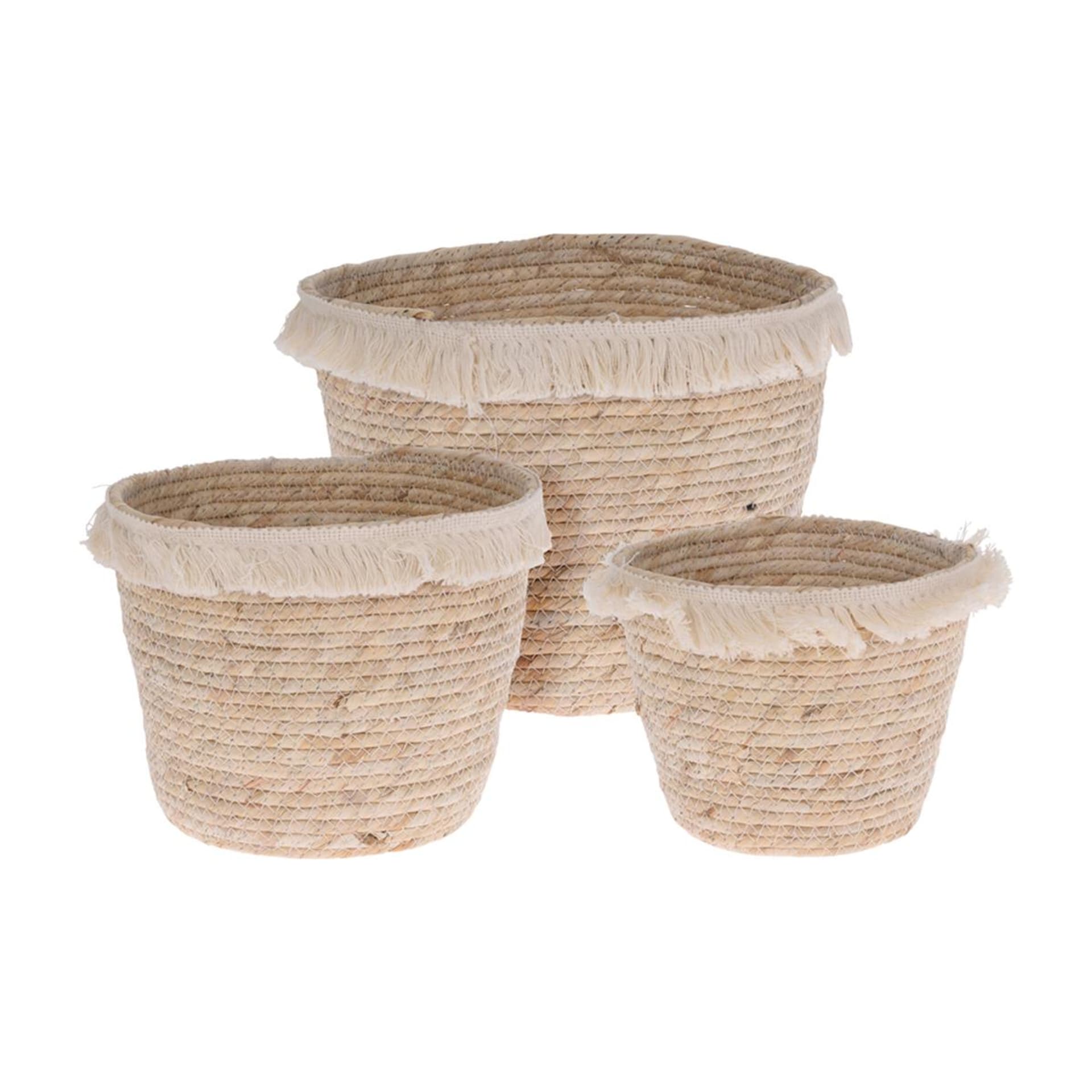 

Zestaw 3 koszy plecionych z frędzlami