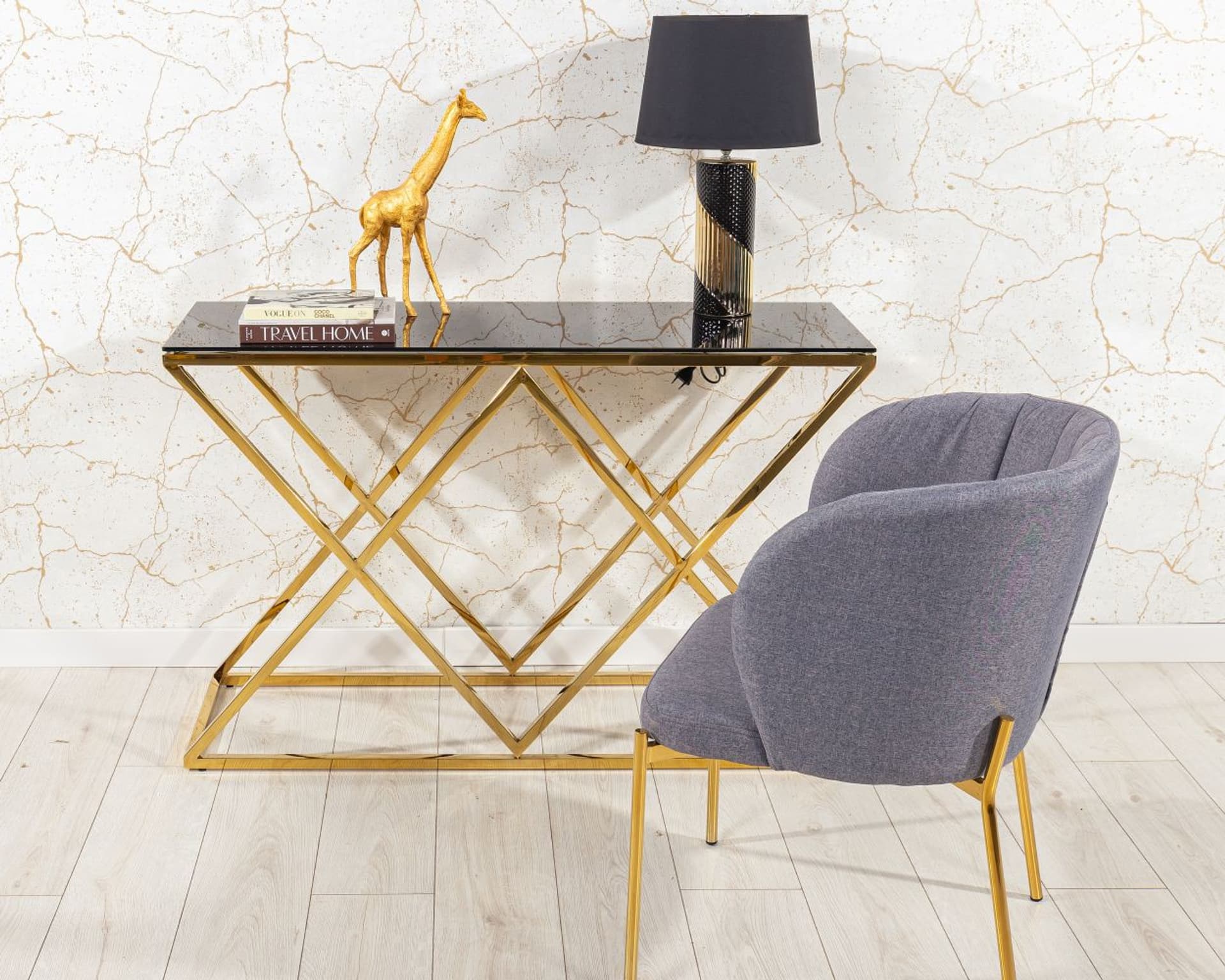 

Krzesło tapicerowane Marselo Gold Gray