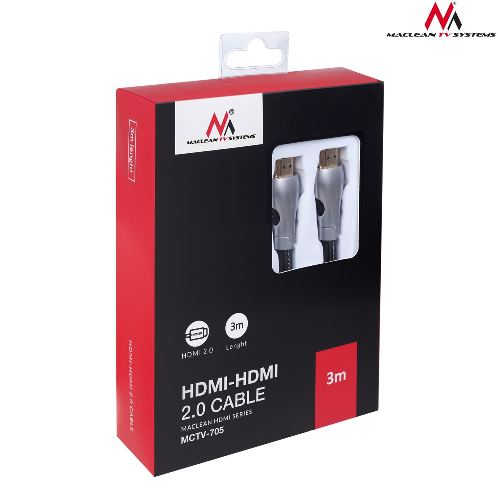 

MCTV-705 56660 Przewód kabel HDMI-HDMI 3m v2.0 30AWG 4K 60Hz metalowe koncówki