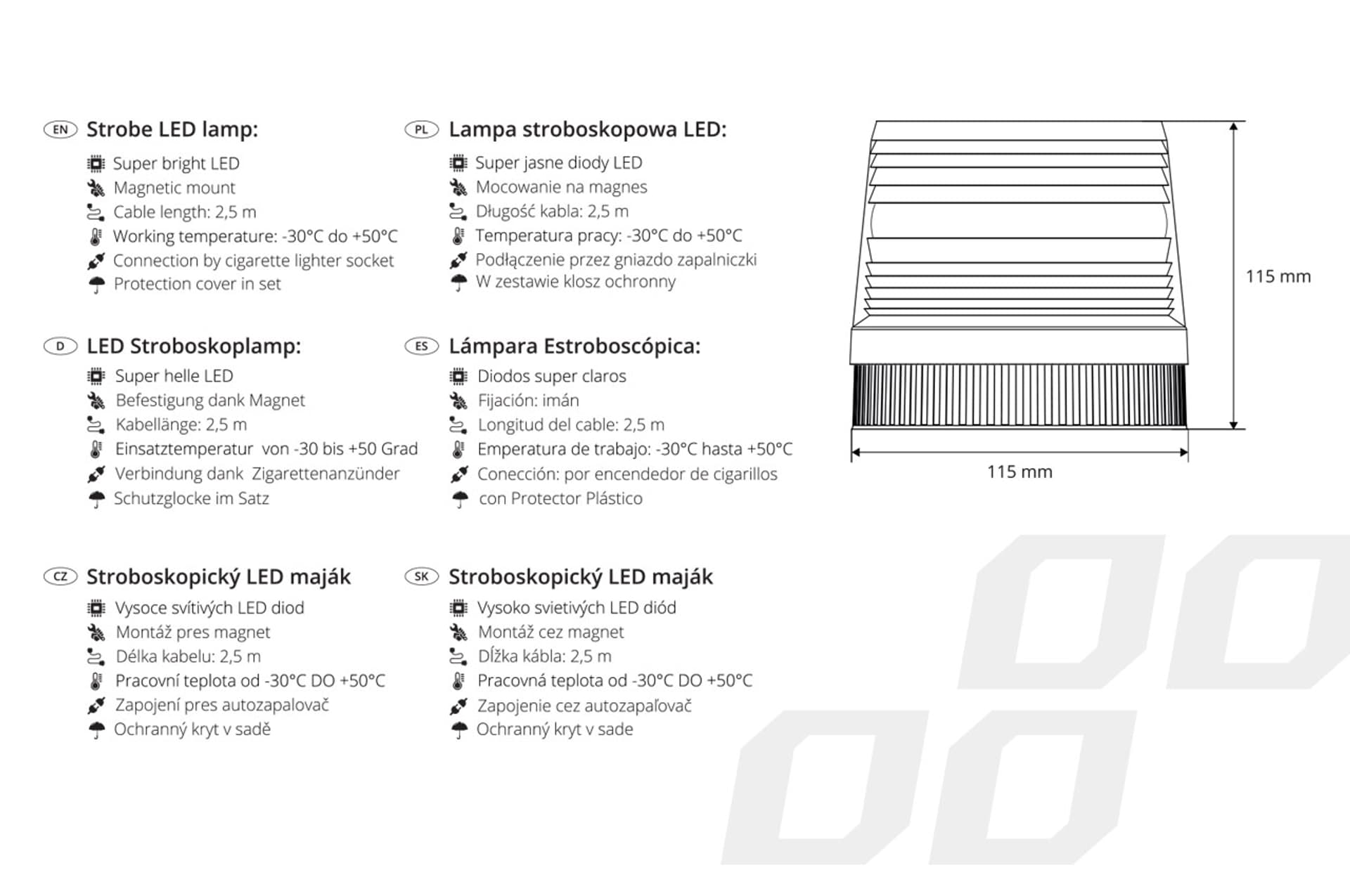

Lampa ostrzegawcza stroboskopowa kogut led 24v amio-01277