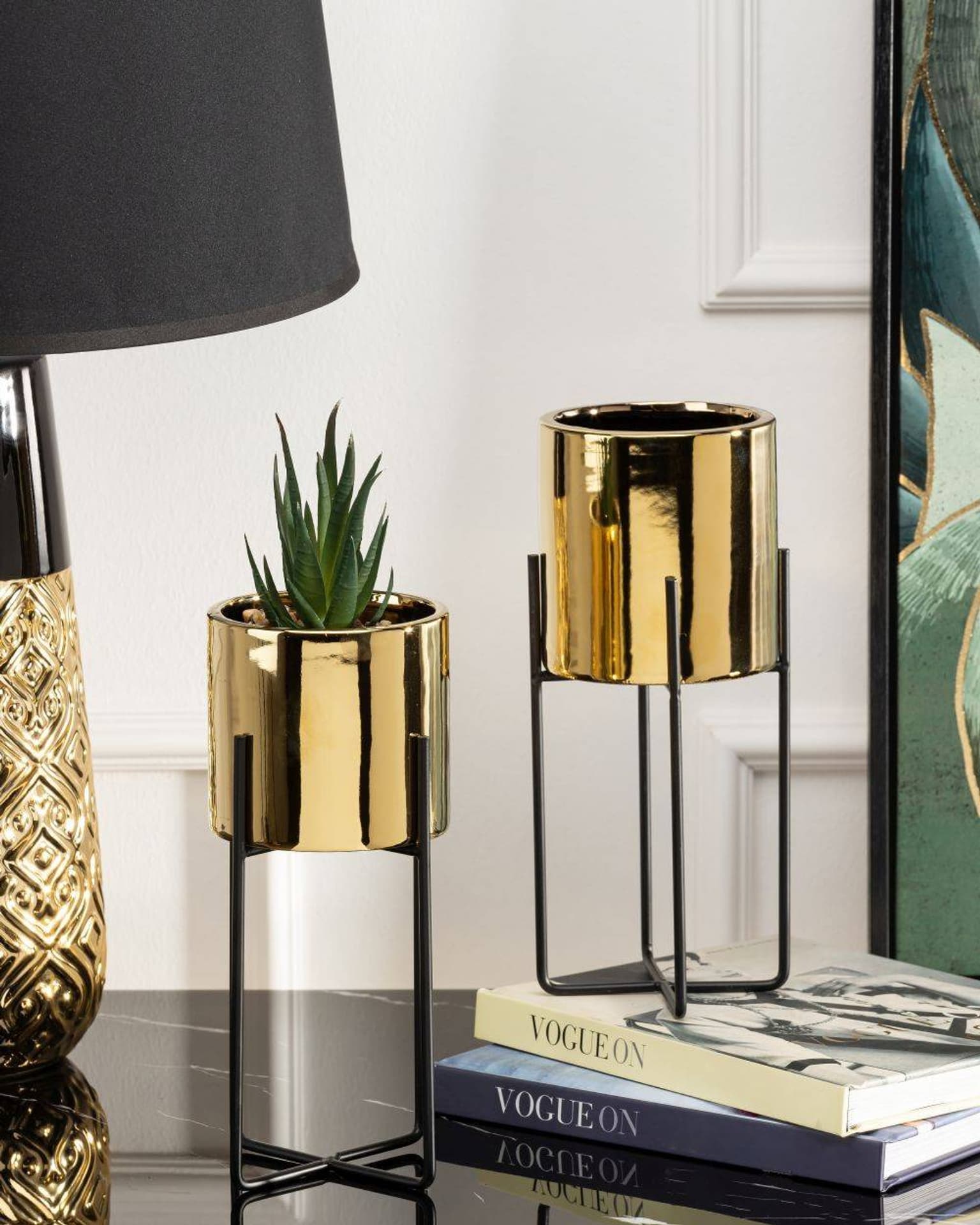 

Doniczka Florri Gold Black 23,5 cm