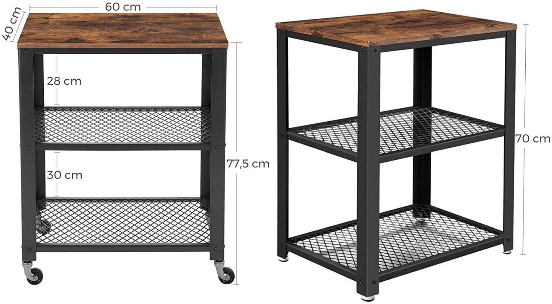 

Półka kuchenna mobilna rustykalny LOFT 60 cm