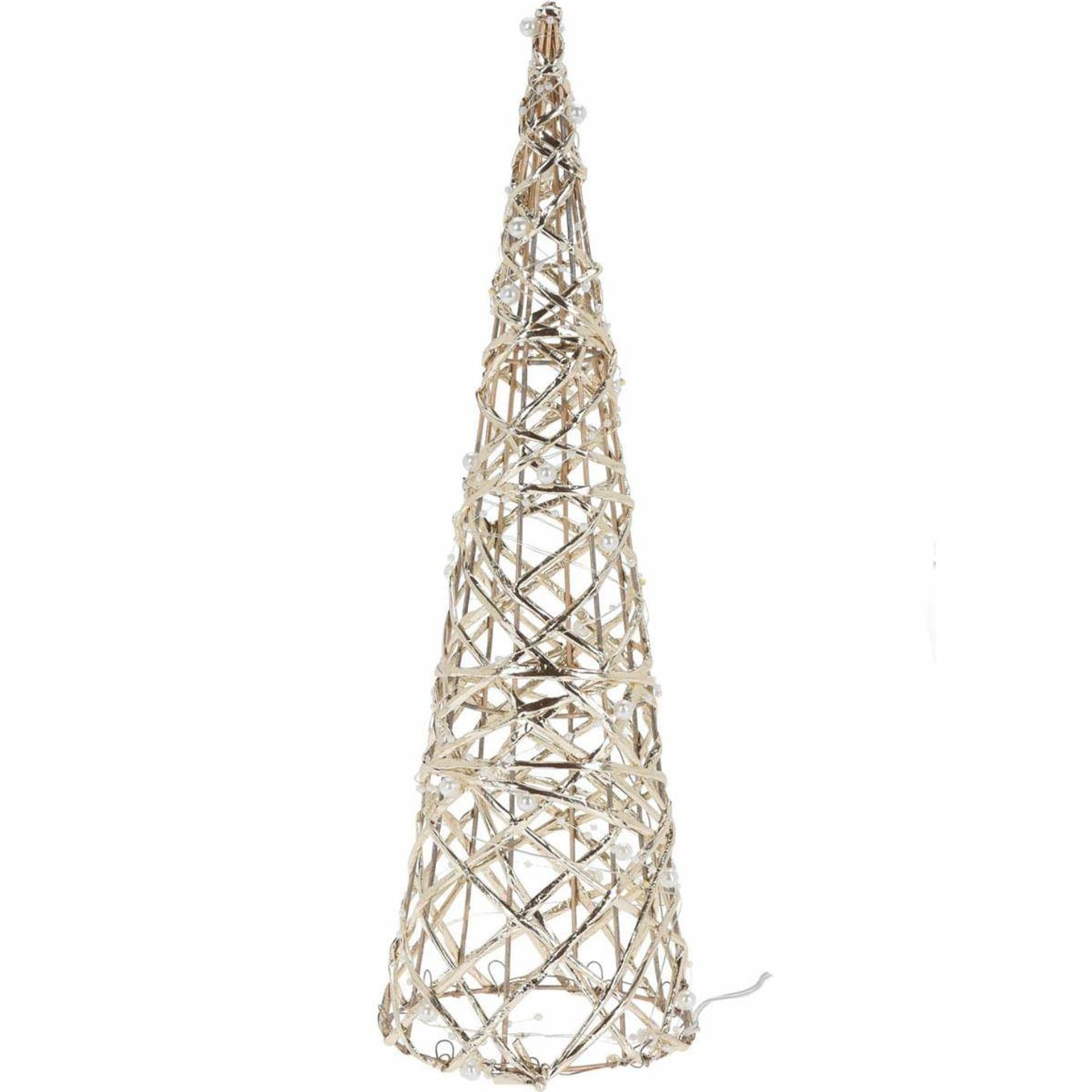 

Choinka led stożek złoty z perłami 40 cm