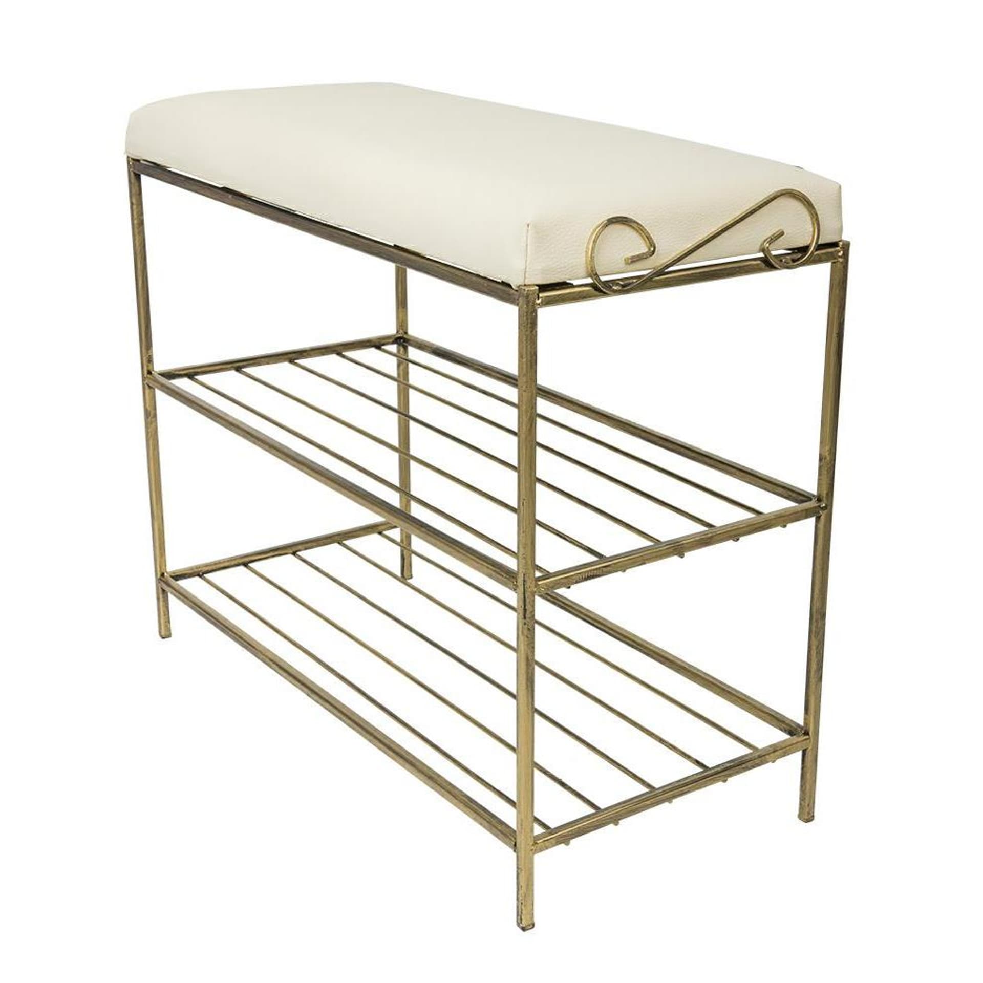 

Złota półka na buty z pufą wzór Esy 62 cm