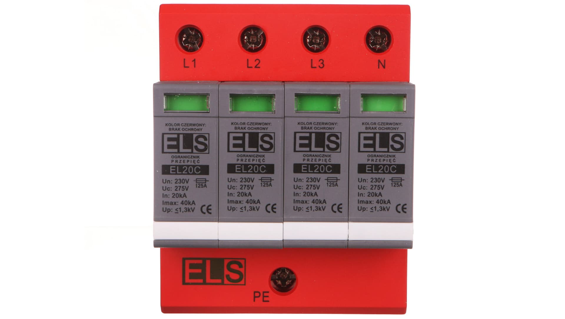 

Ogranicznik przepięć C Typ 2 4P 275V 40kA 1,3kV EL20C 4P