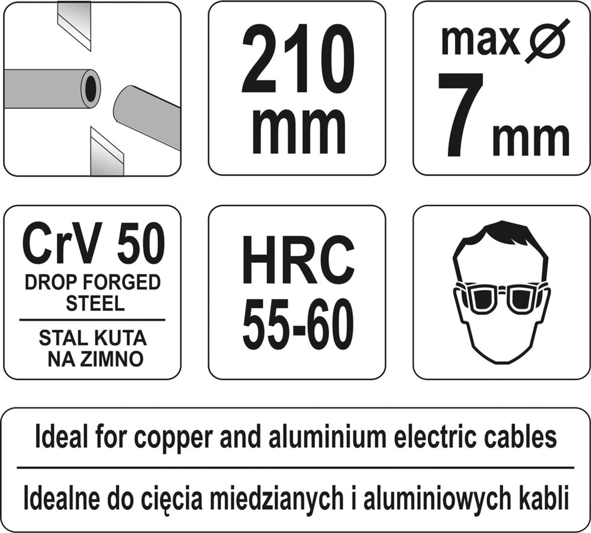 

SZCZYPCE DO CIĘCIA PRZEWODÓW 210MM MAX.7MM