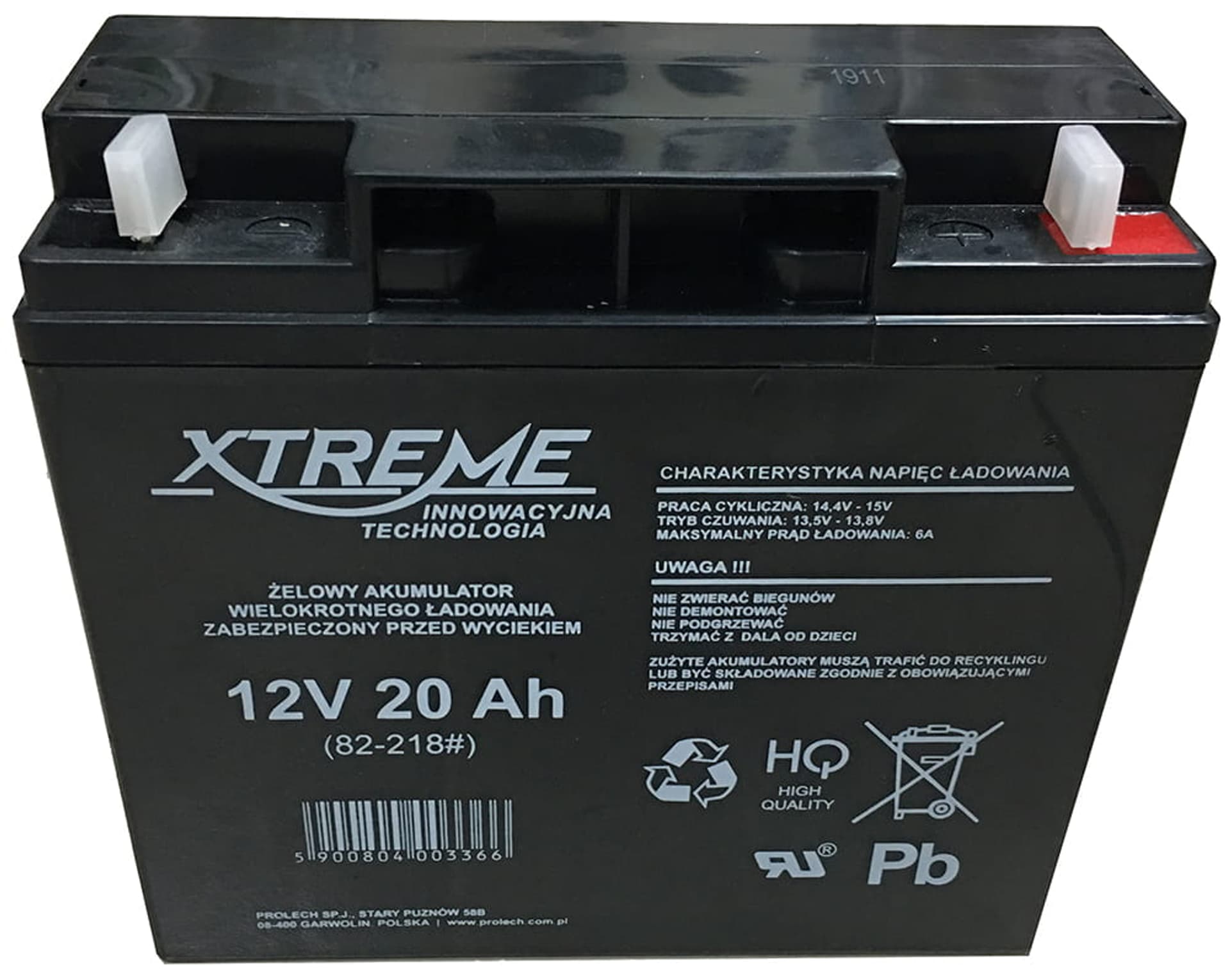 

Akumulator żelowy 12V 20Ah Xtreme bezobsługowy 82-218