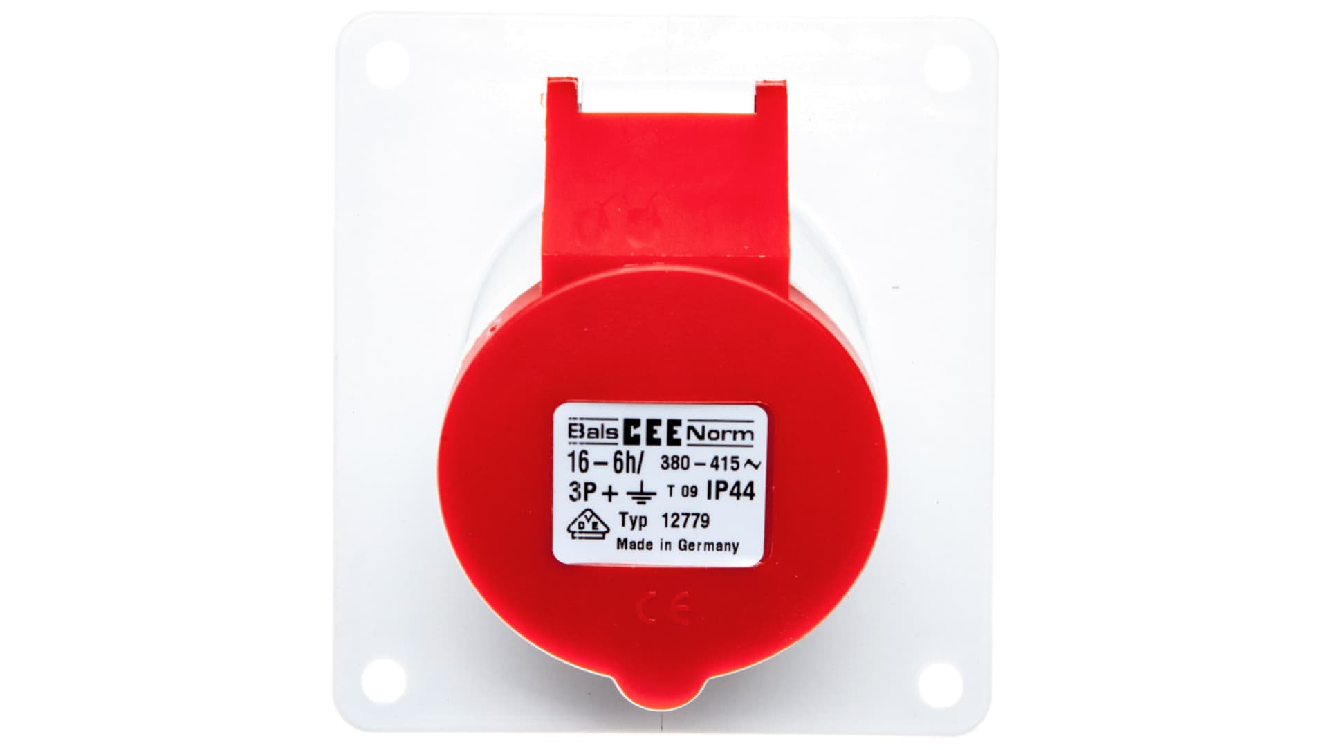 

Gniazdo tablicowe 16A 4P 400V 6h IP44 skośne Quick-Connect 12779