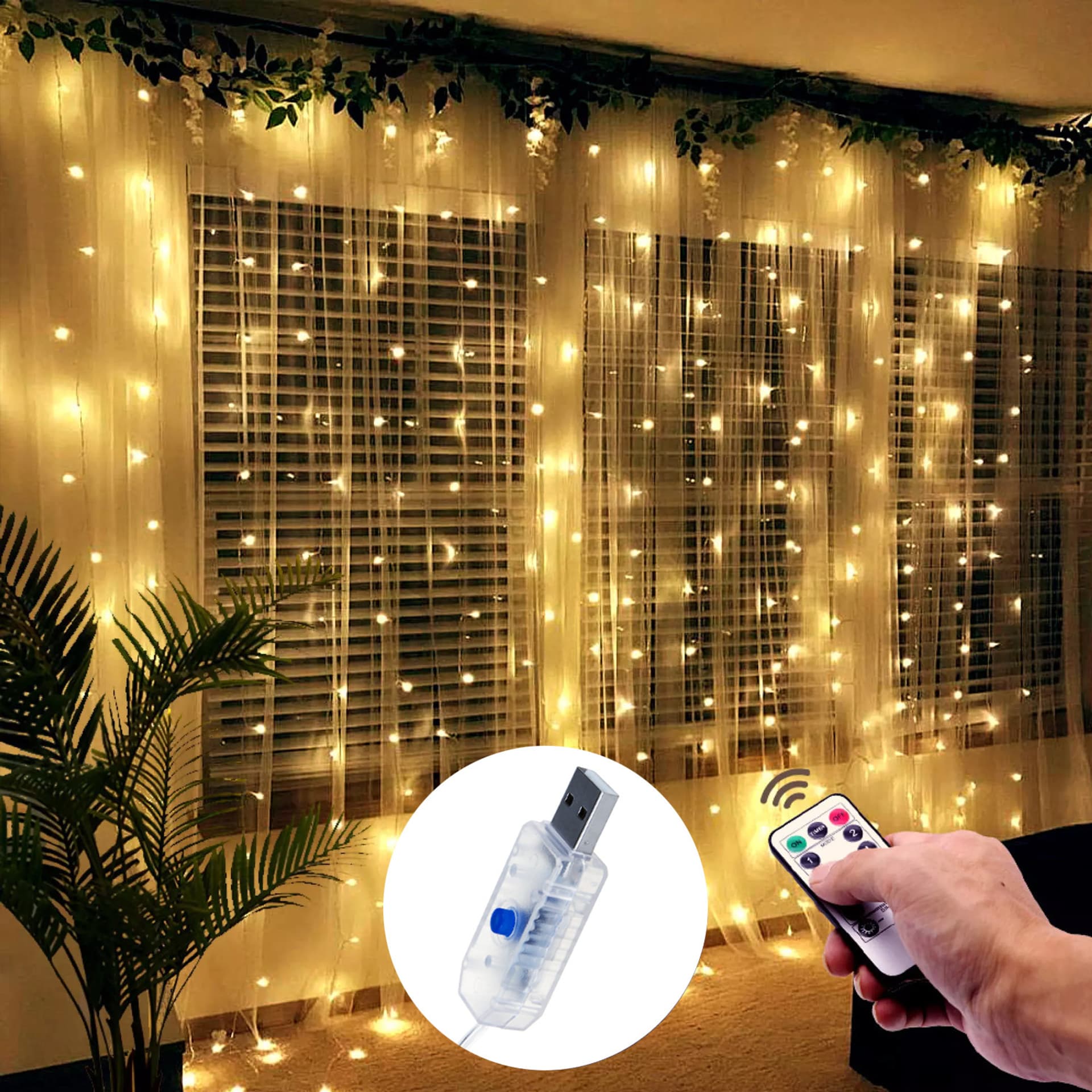 

Kurtyna świetlna LED 3x3m Maclean, wymiary 3x3m, 300 diód LED, 8 trybów świecenia, USB 5V DC, 1A,temp. barw.3200K, MCE413