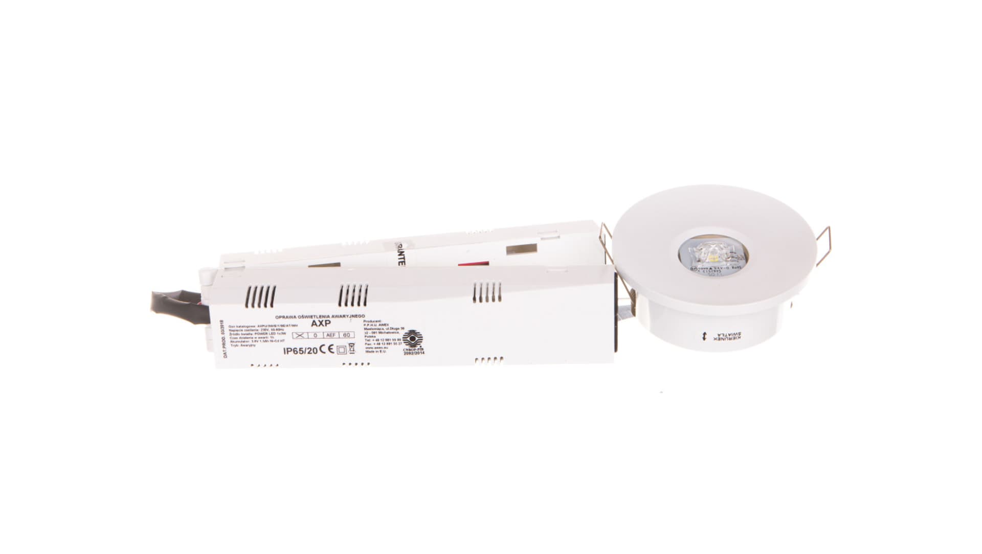

Oprawa awaryjna AXP IP65/20 ECO LED 3W 330lm (opt. universal) 1h jednozadaniowa AT biała AXPU/3W/E/1/SE/AT/WH, Opt. universal) 1h jednozadaniowa at biała axpu/3w/e/1/se/at/w