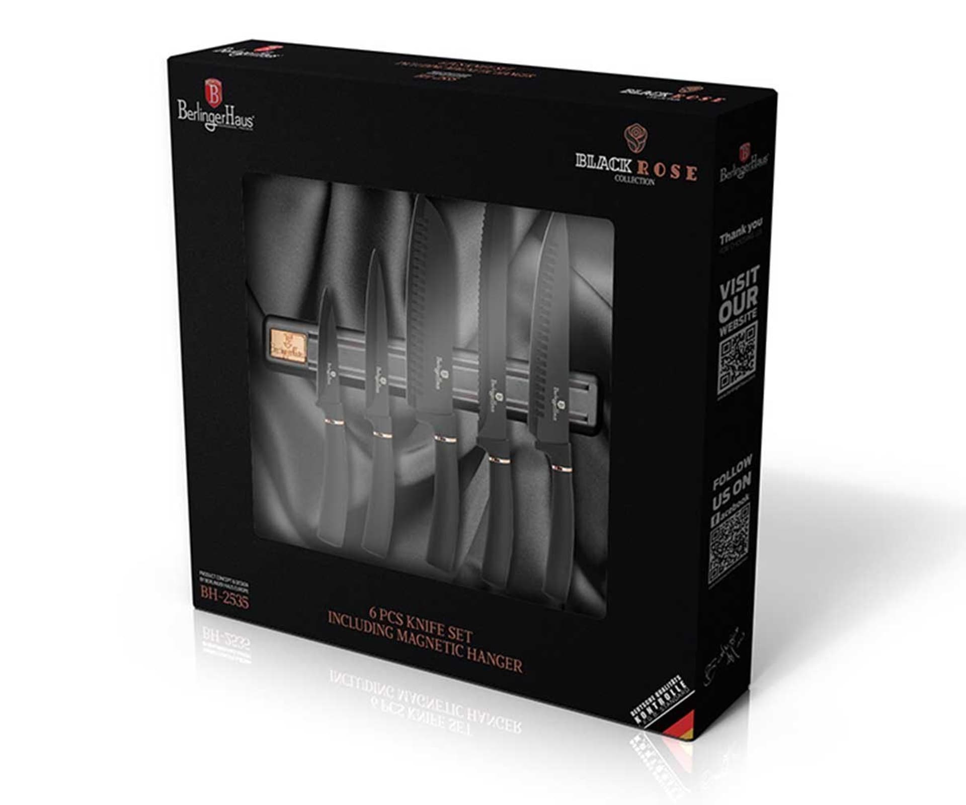 

ZESTAW 5 NOŻY KUCHENNYCH Z LISTWĄ BERLINGER HAUS BH-2535 BLACK ROSE