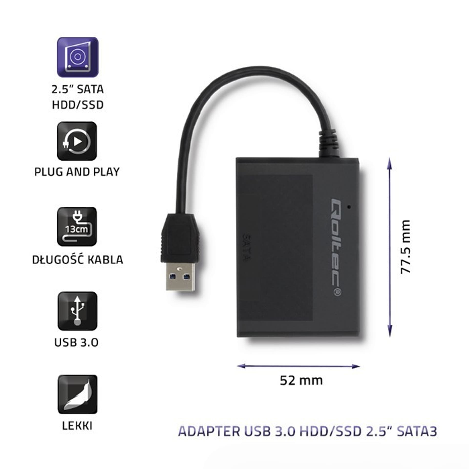 

Adapter USB 3.0 do dysków HDD/SSD 2.5 cala SATA3