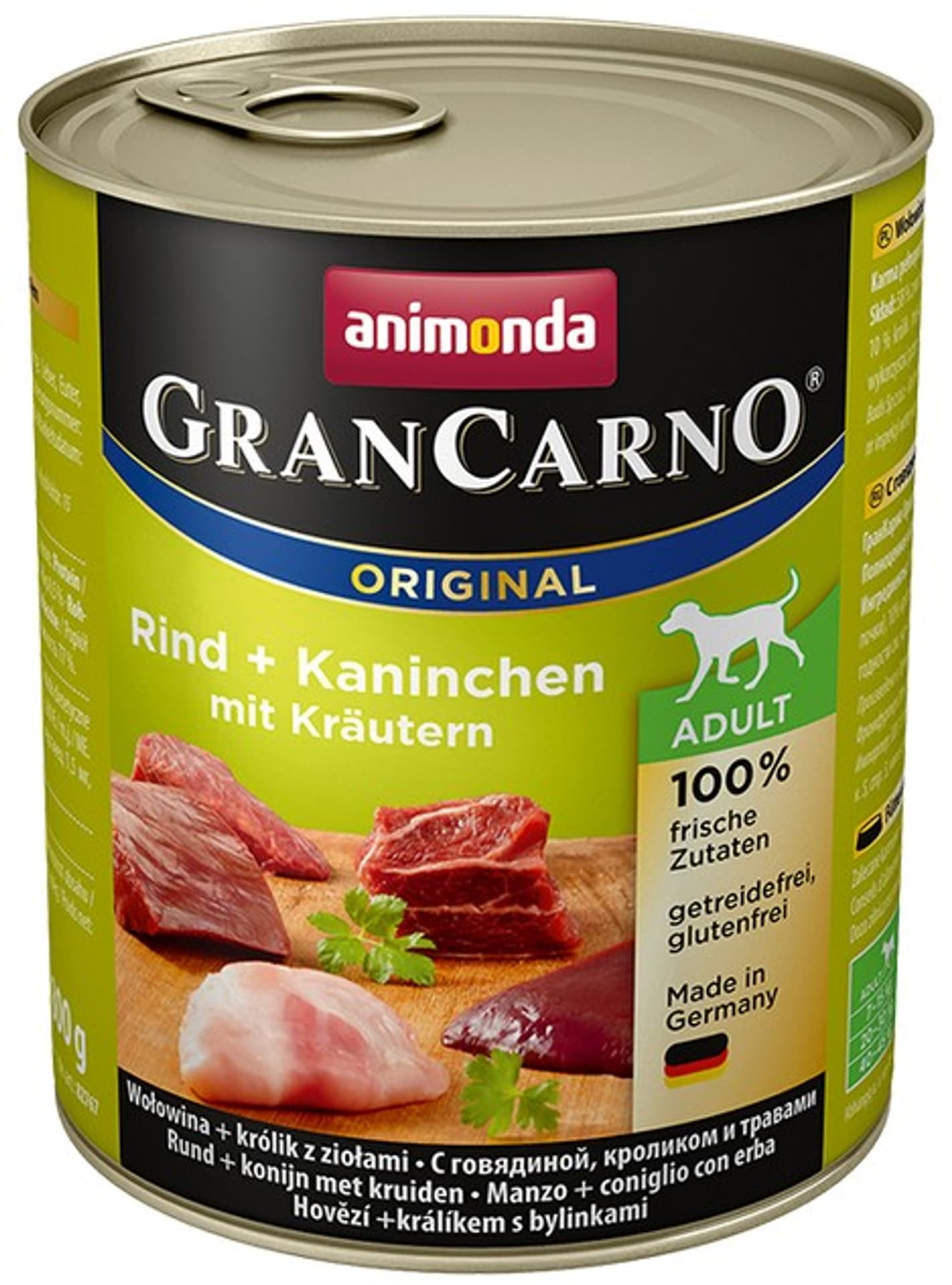 

Animonda GranCarno Adult Rind Kaninchen Krautern Wołowina + Królik z Ziołami puszka 800g