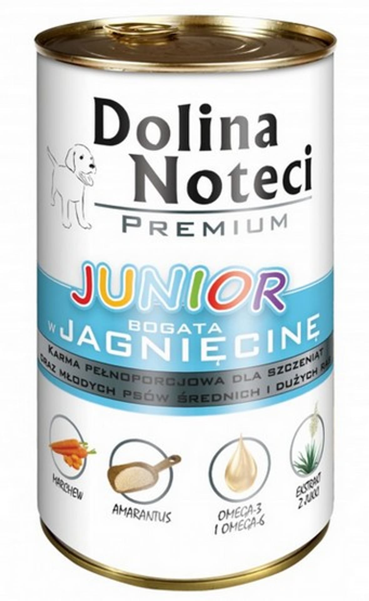 

DOLINA NOTECI Premium Junior bogata w jagnięcinę - mokra karma dla szczeniąt ras średnich i dużych - 400g