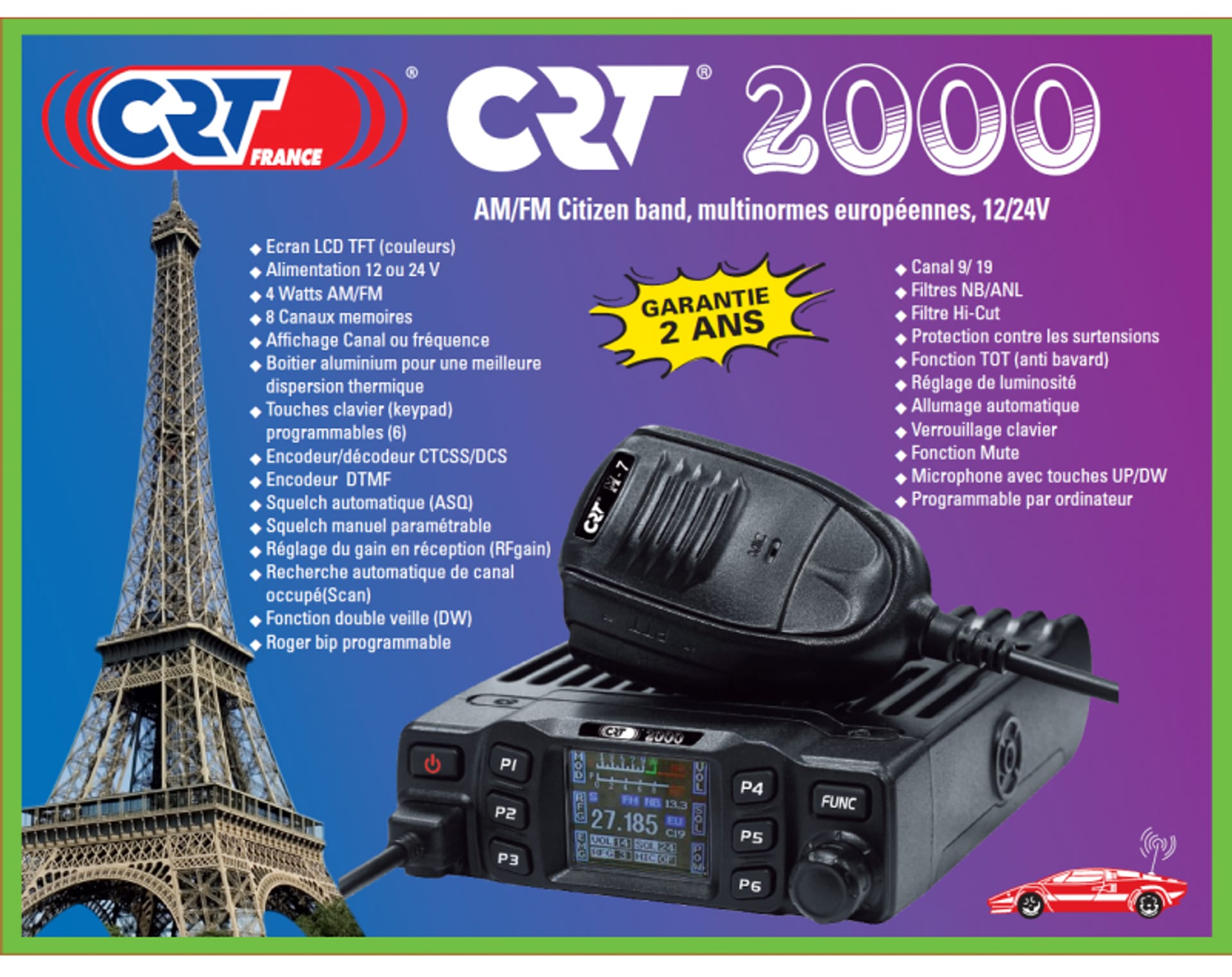Radio CB CRT 2000 12/24V AM/FM export