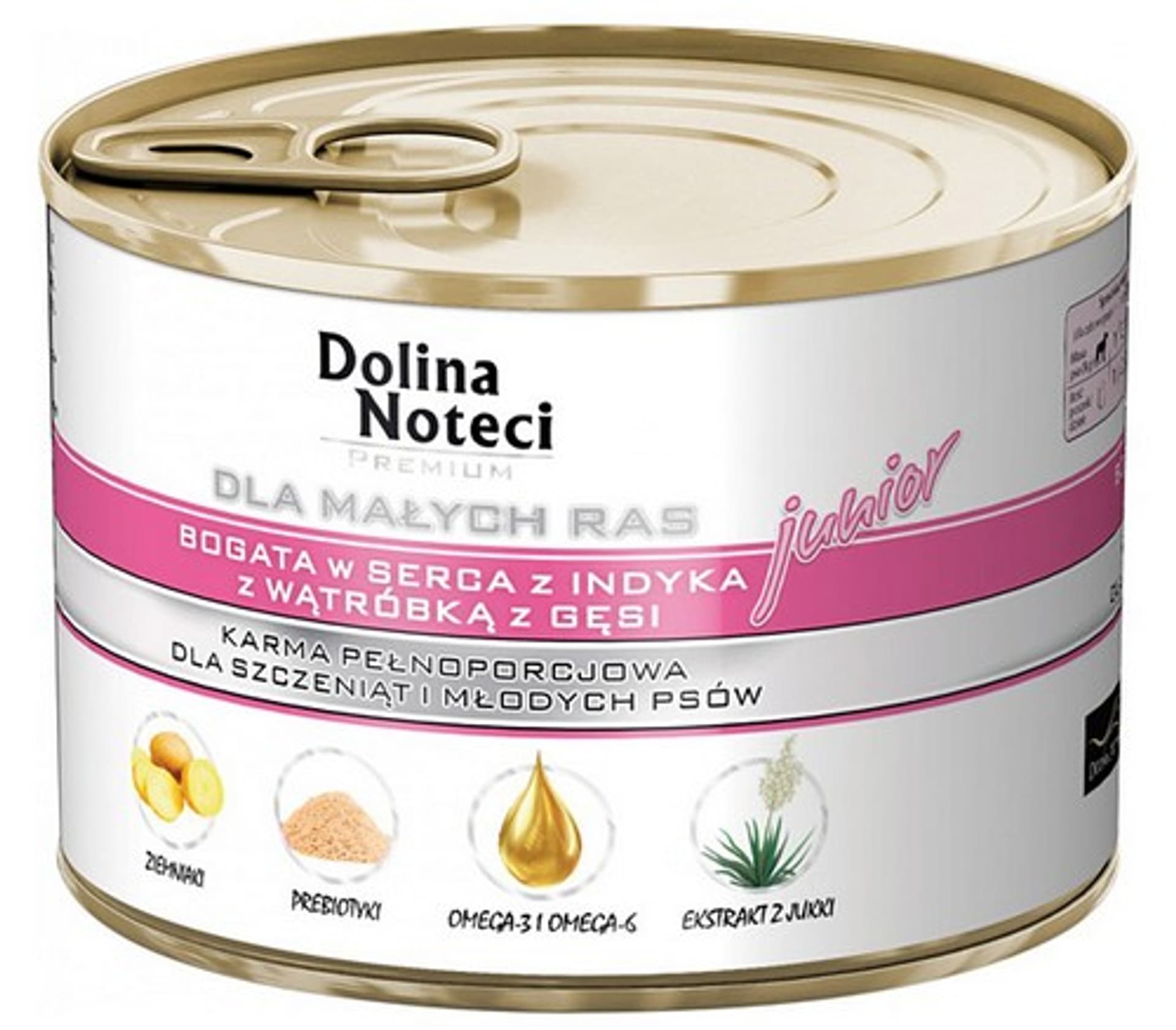 

DOLINA NOTECI Premium Junior bogata w serca z indyka - mokra karma dla szczeniąt ras małych - 185g