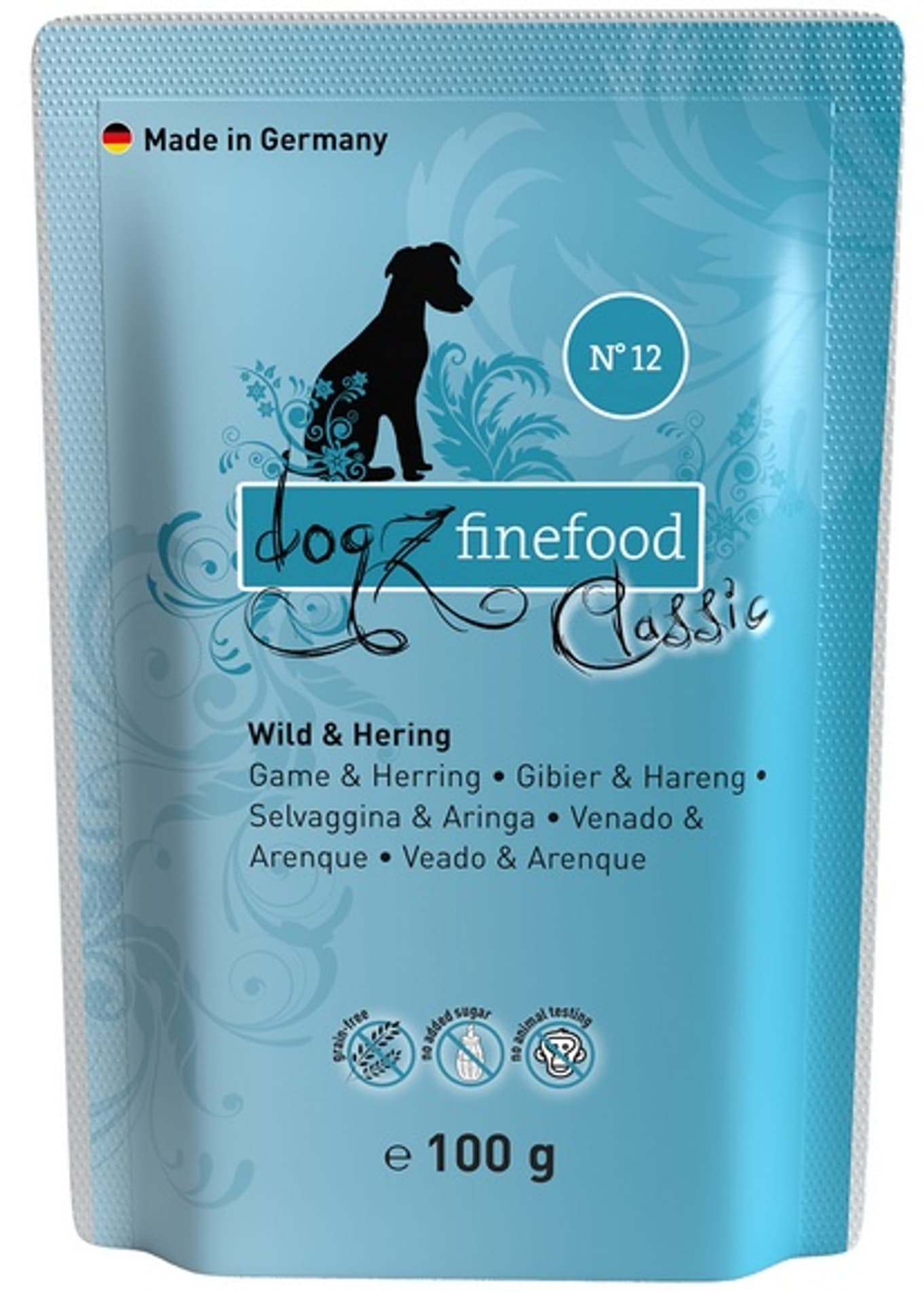 

Dogz Finefood Classic N.12 Dziczyzna i śledź saszetka 100g