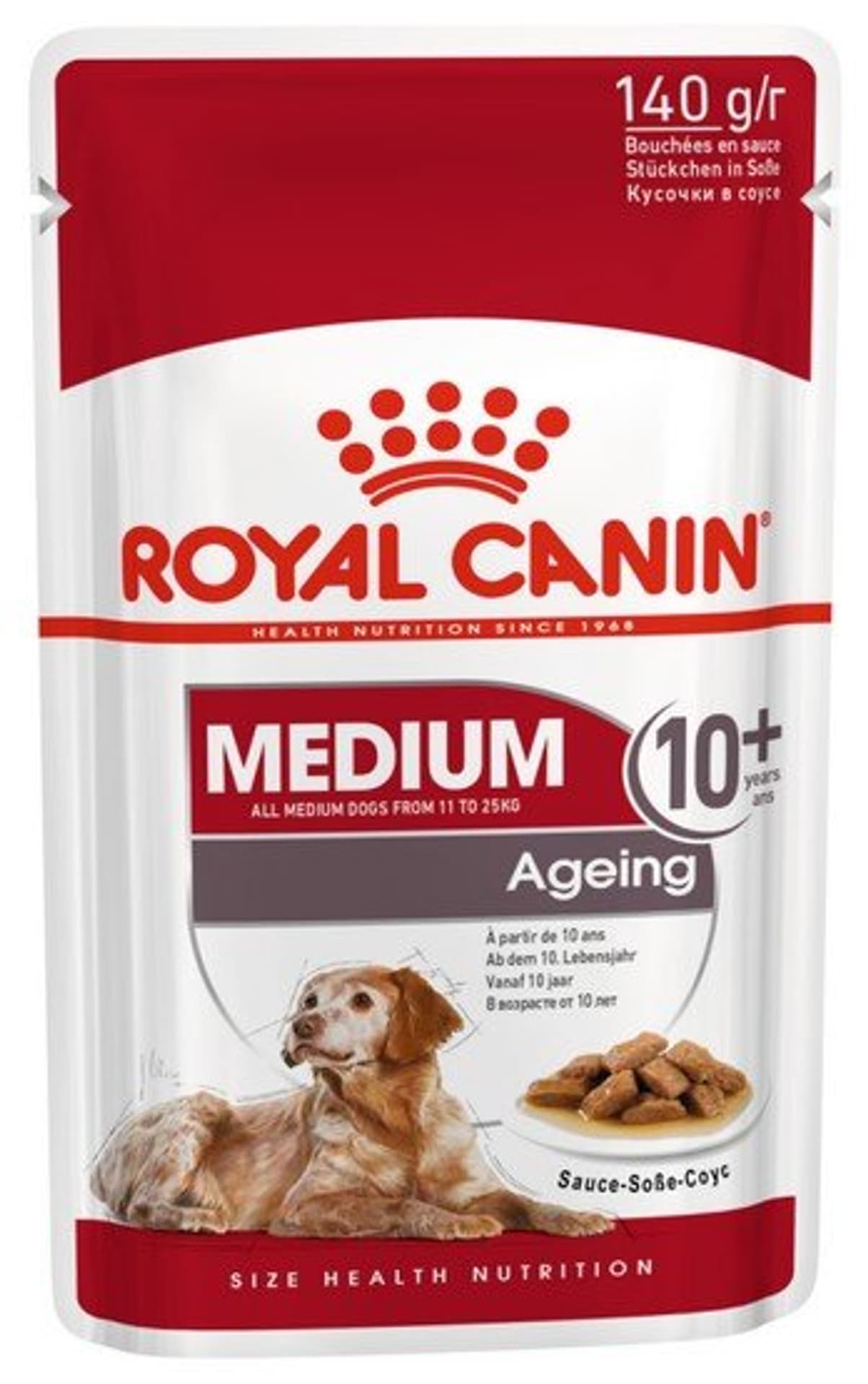 

Royal Canin Medium Ageing 10+ karma mokra w sosie dla psów dojrzałych po 10 roku życia, ras średnich saszetka 140g