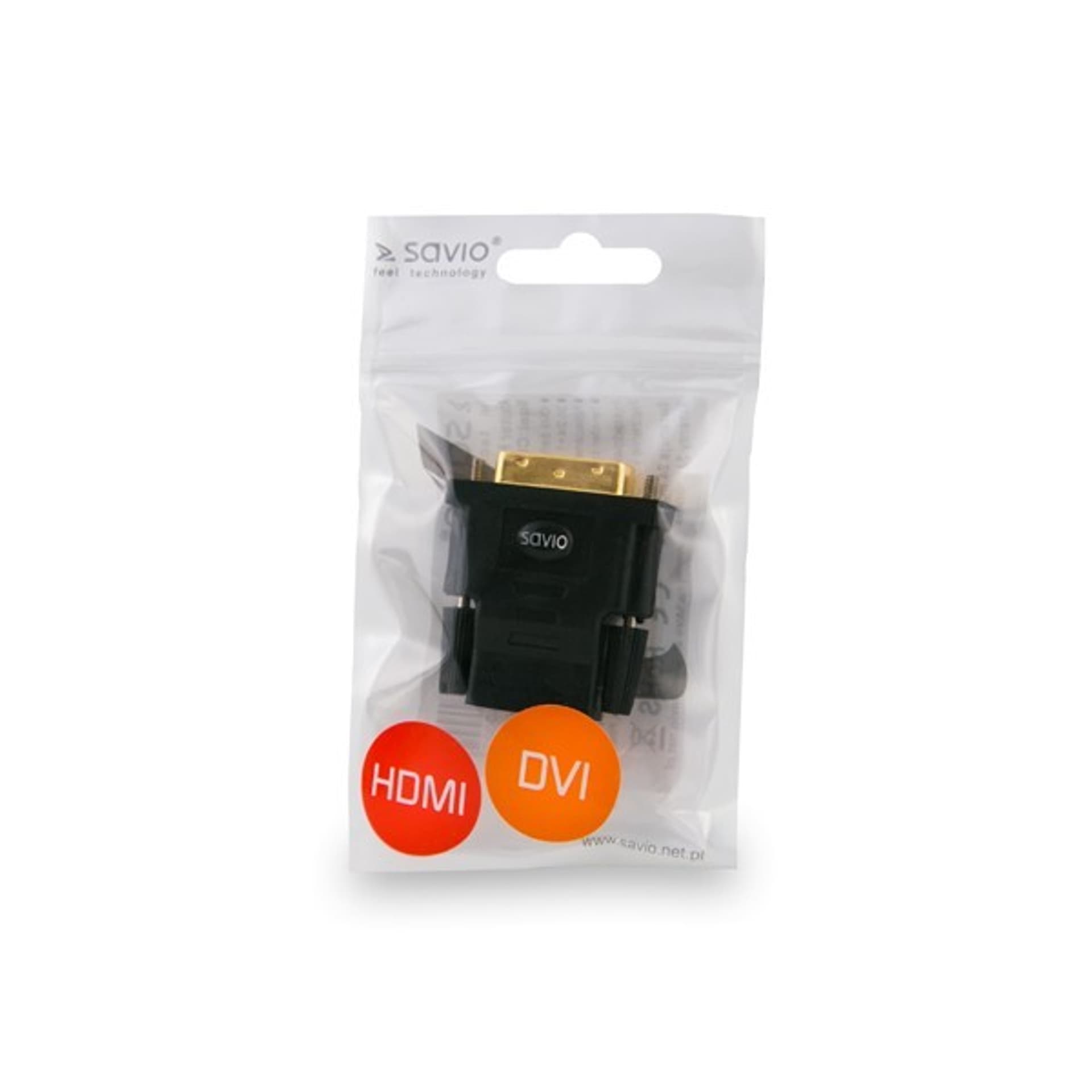 

Adapter HDMI AF - DVI-D M 24+1 Savio CL-21 wielopak 10 szt., złote kontakty