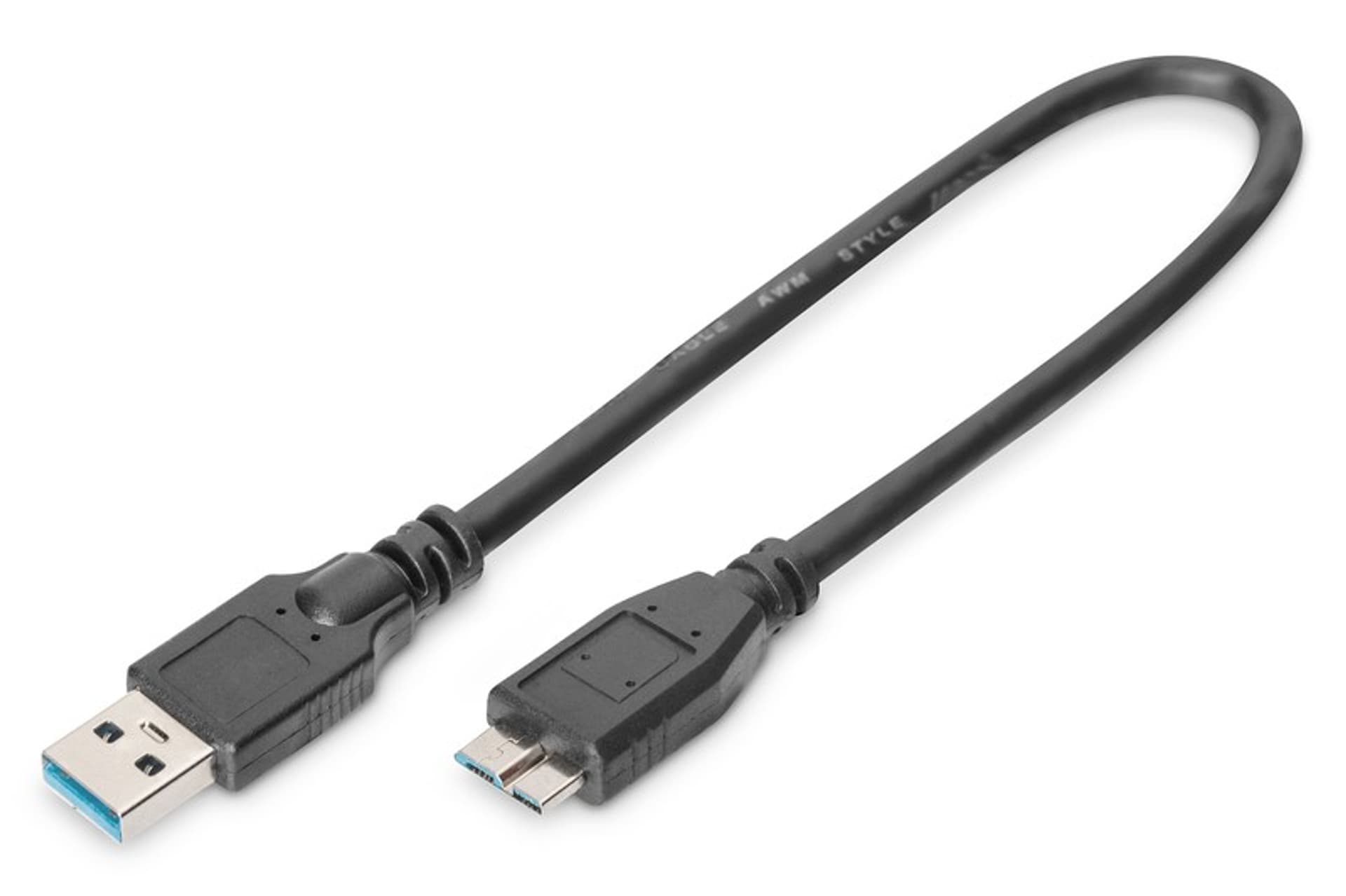 

Kabel połączeniowy USB 3.0 Typ USB A/microUSB B, M/M czarny 0,25m AK-300117-003-S