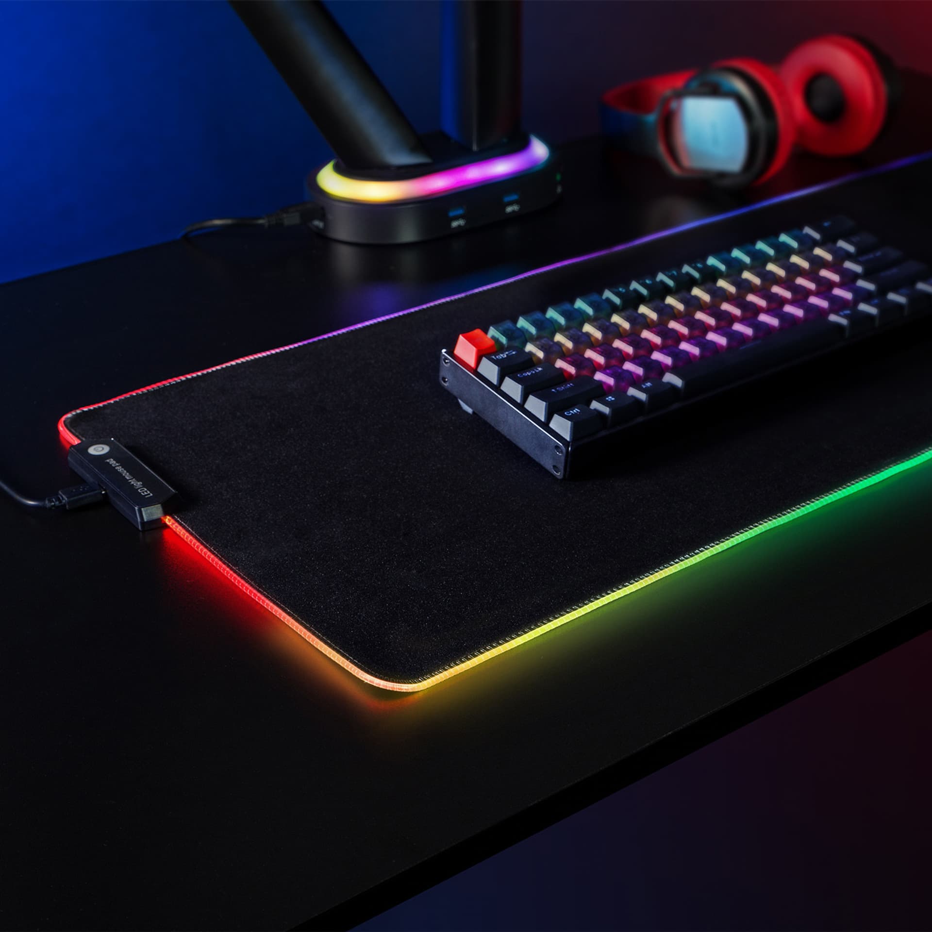 

Gamingowa podkładka pod mysz klawiaturę z podświetleniem LED RGB NanoRS, 800x300x4mm, RS705