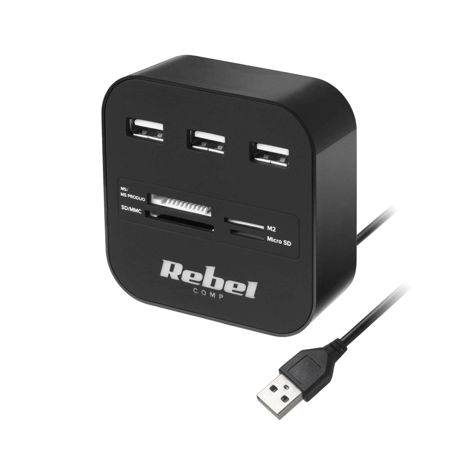 

HUB USB 2.0 3 portowy z czytnikiem kart pamięci