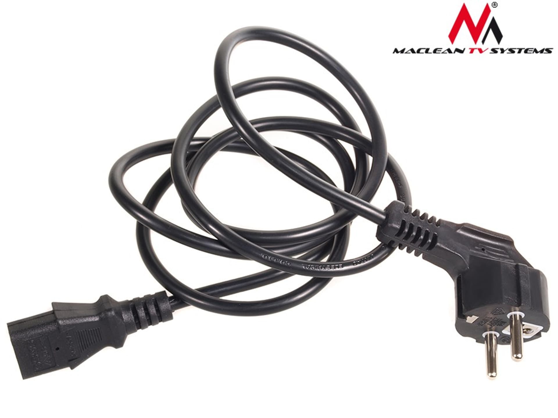 

Kabel zasilający Maclean, 3 pin, IEC C13, wtyk EU, 1.5m, MCTV-691