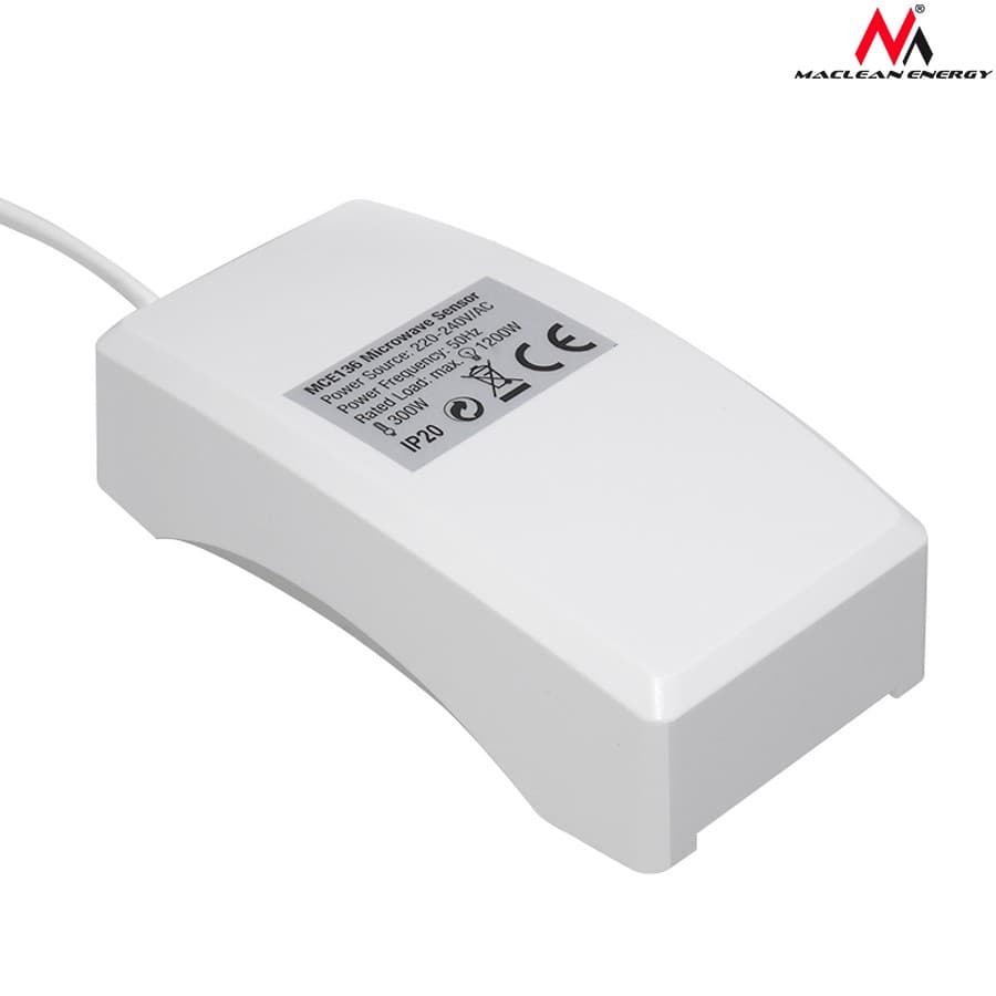 

Czujnik ruchu Maclean, Mikrofalowy z zewnętrznym sensorem zmierzchowym, Zasięg 1m-8m, 1200W, MCE136
