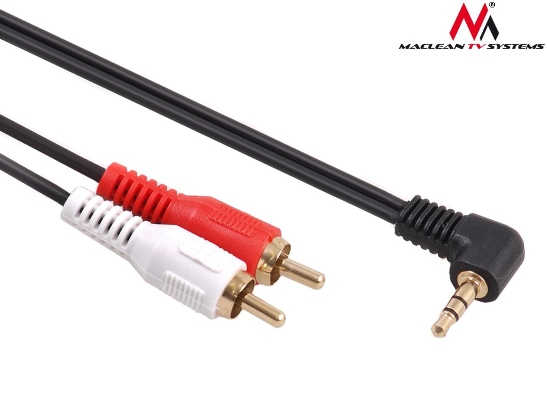 

Przewód Maclean, Mini jack 3,5mm, Kątowy, 2RCA, 1m, Czarny, MCTV-824