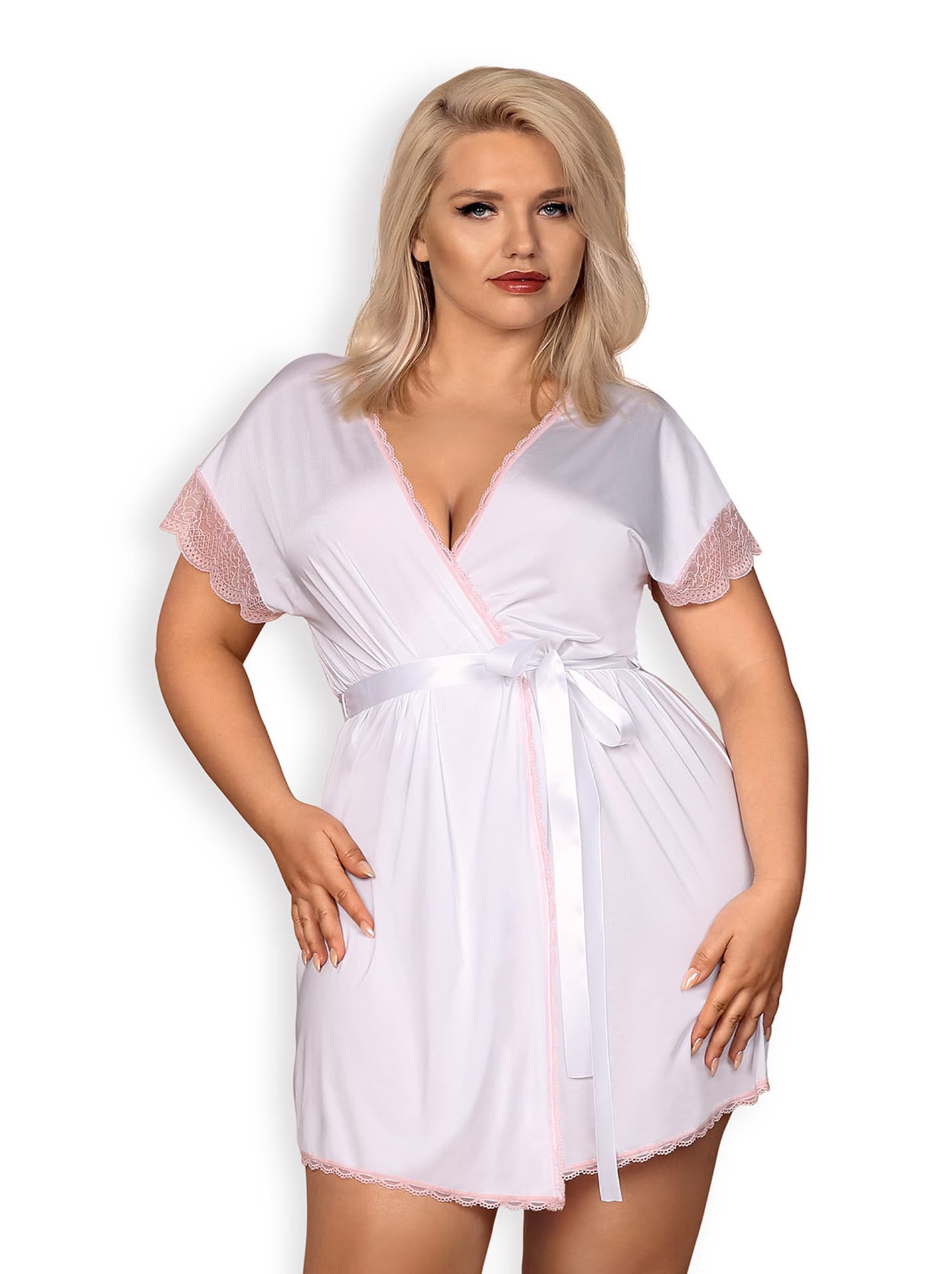 

Peniuar Girlly + stringi GRATIS! Biały (Rozmiar L/XL)