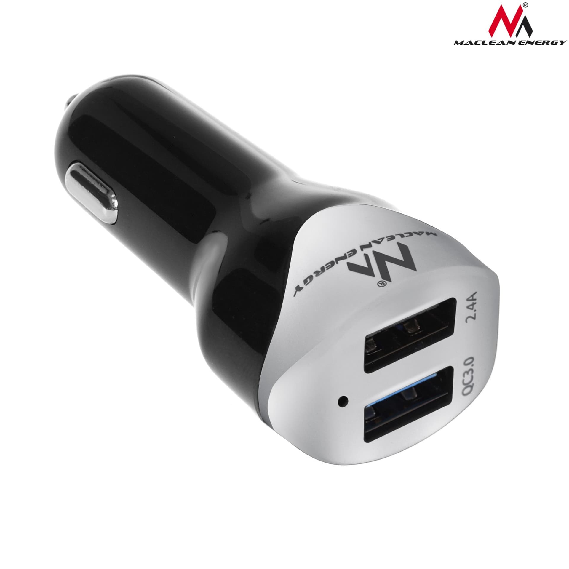 

Ładowarka samochodowa max4,8A 2xUSB Maclean Energy MCE157 Qualcomm Quick Charge QC 3.0 plus kabel 1.5m Silver