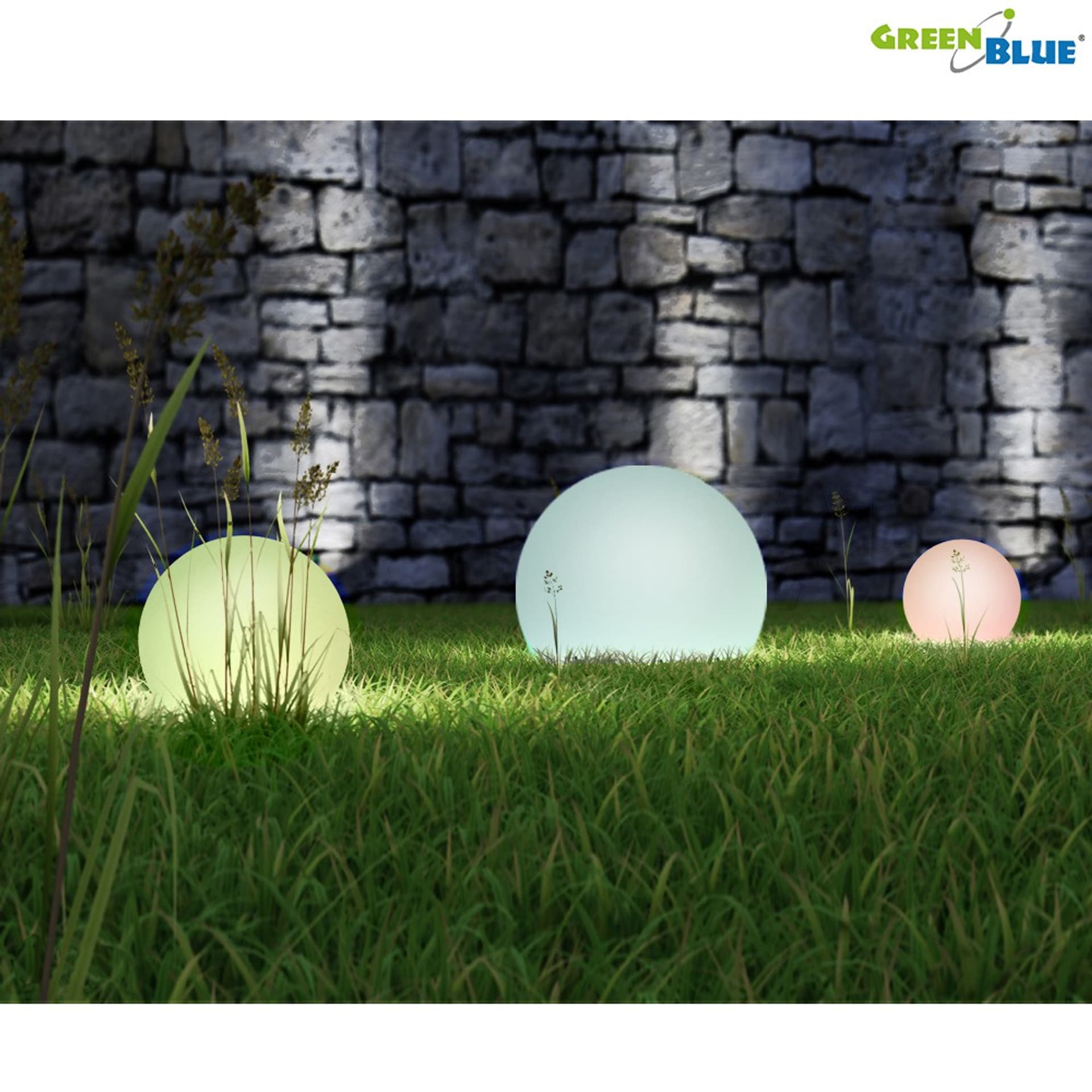

Solarna lampa GreenBlue, wolnostojąca, ogrodowa, kula 25x25x58cm, RGB LED, GB165