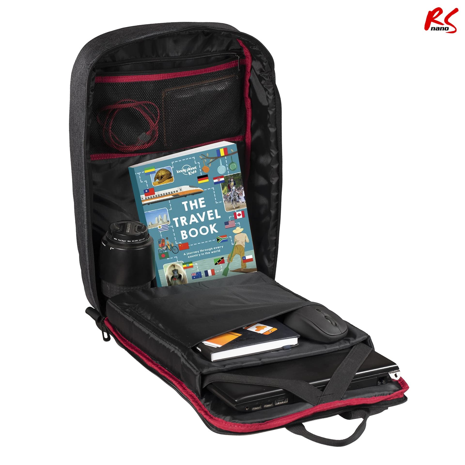

Plecak antykradzieżowy, laptop 15,6 tablet, port USB do ładowania telefonu - NanoRS RS915 S szary