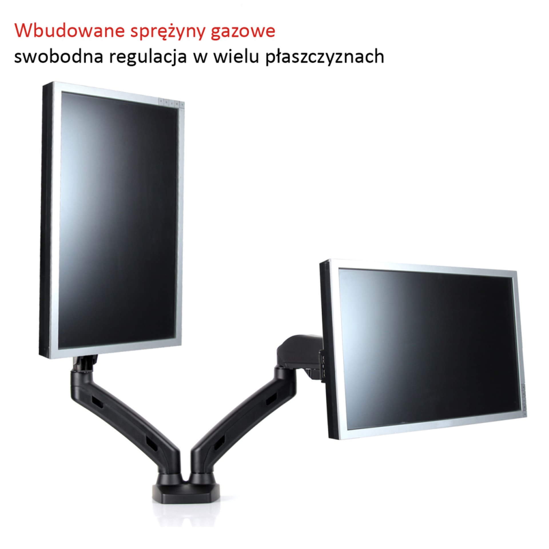 

UCHWYT BIURKOWY GAZOWY DO 2 MONITORÓW LED/LCD 13-27" L-13GD ART