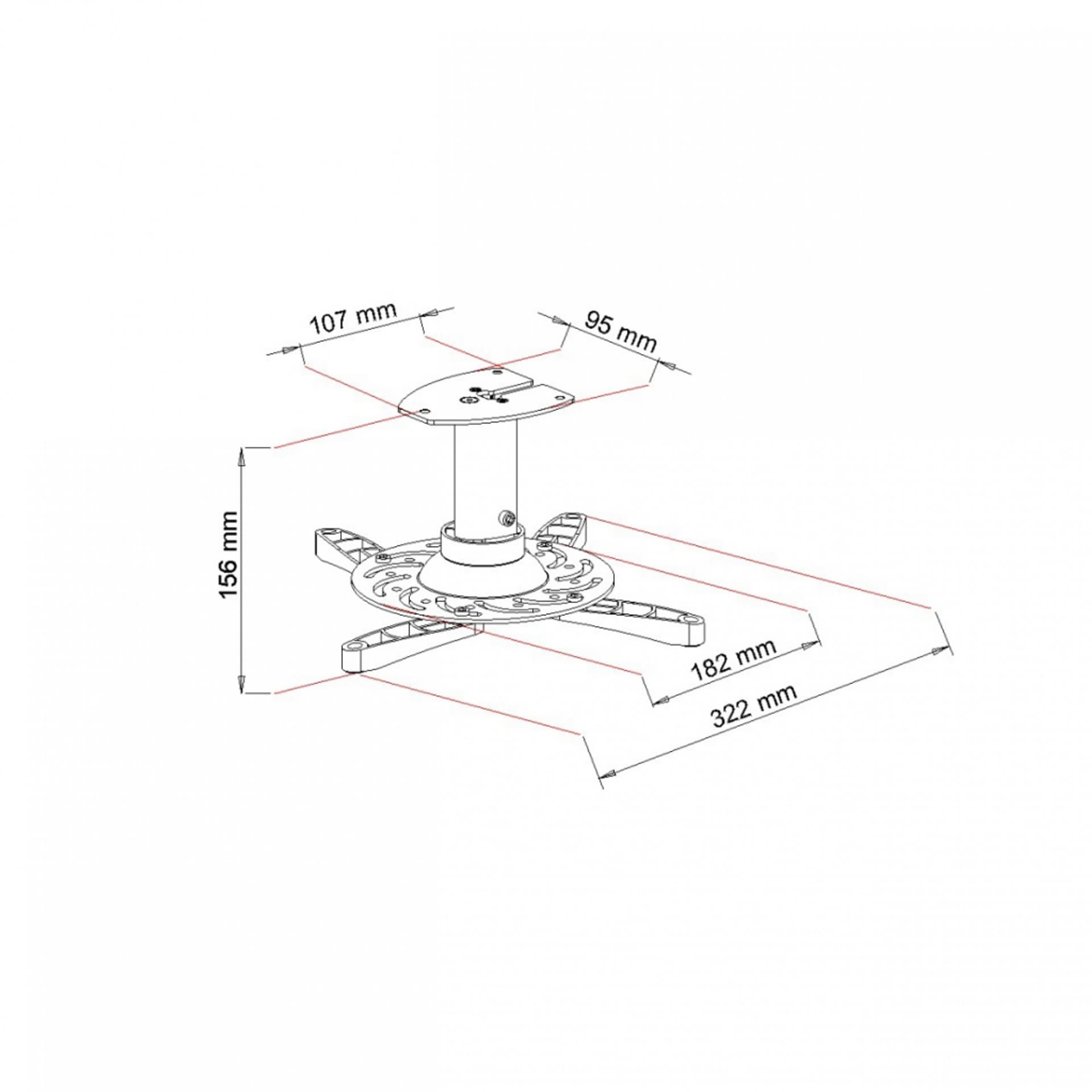 

UCHWYT PODWIESZANY 16cm DO PROJEKTORA P-101B 15KG ART czarny