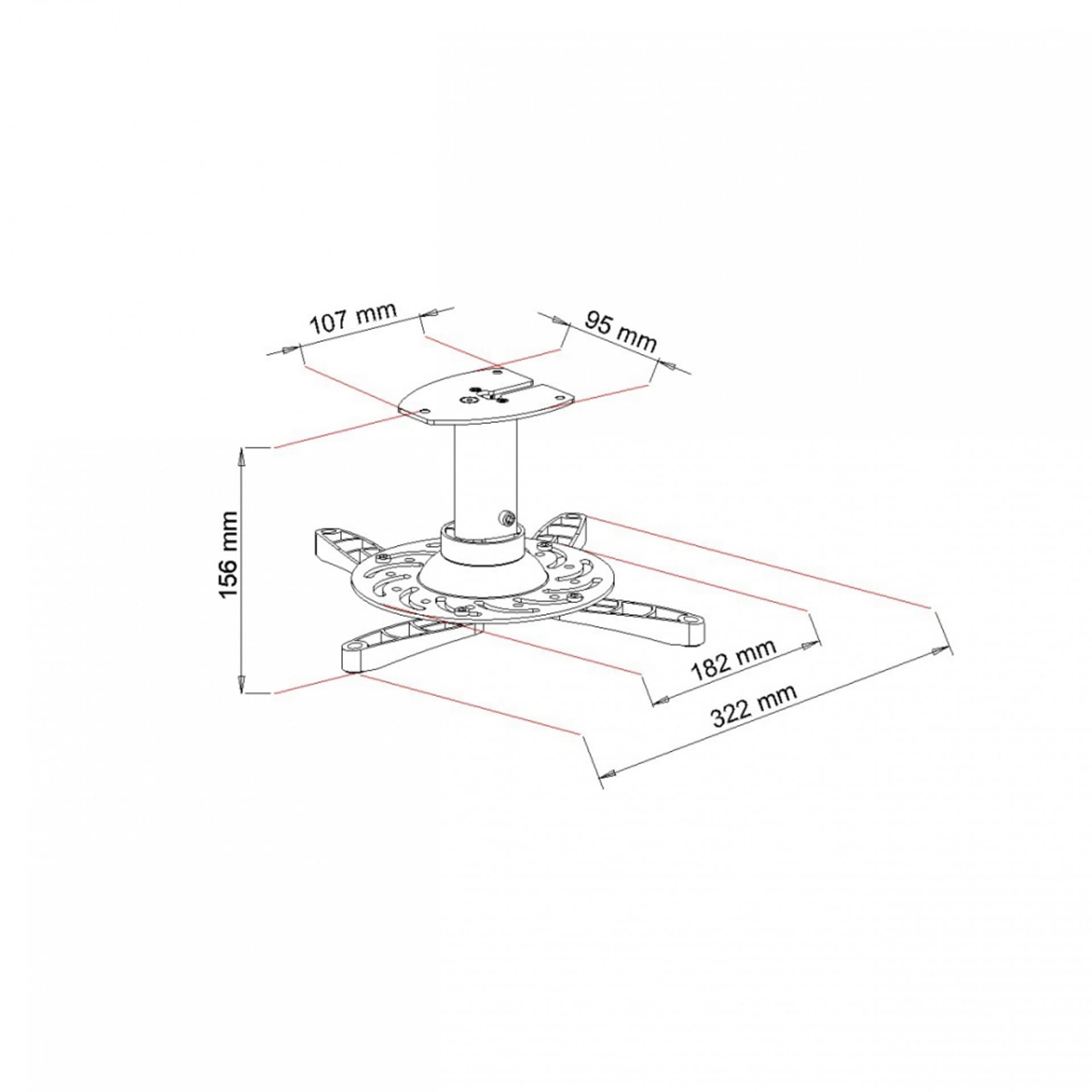 

UCHWYT PODWIESZANY 16cm DO PROJEKTORA P-101S 15KG ART srebrny