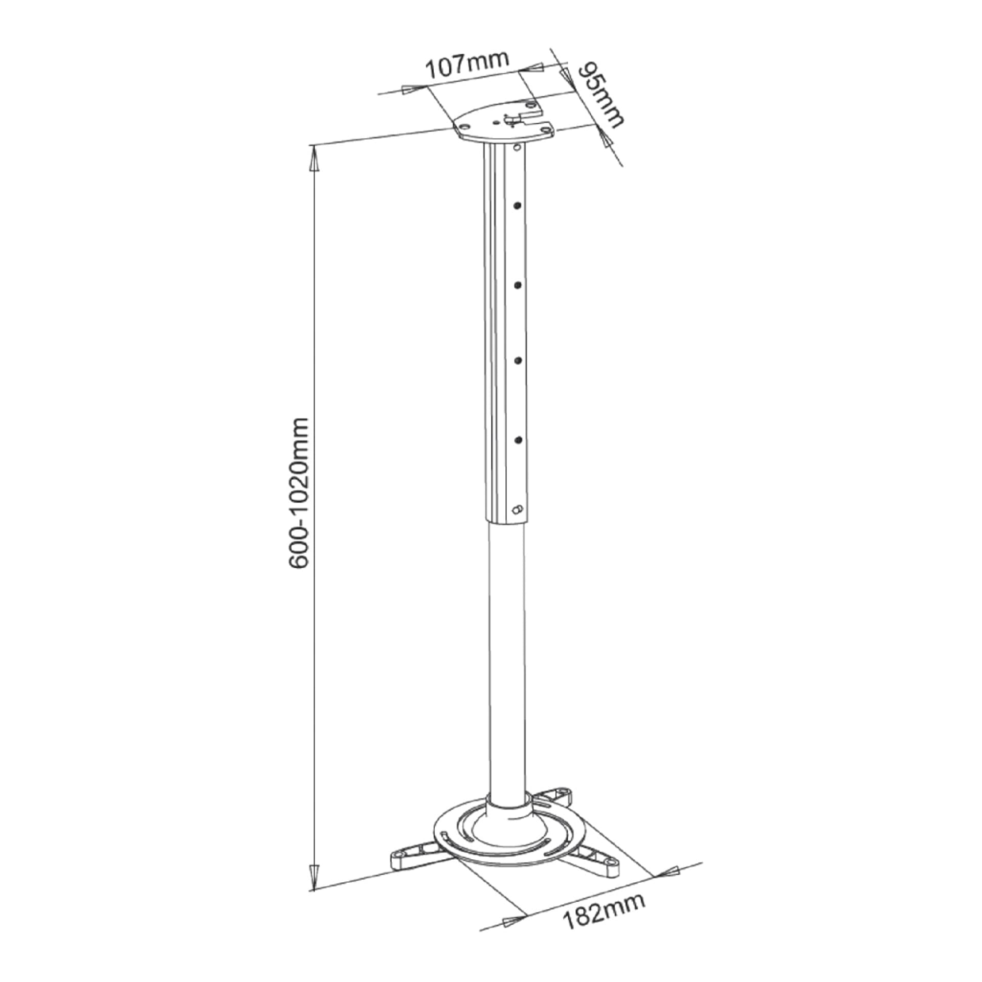 

UCHWYT PODWIESZANY 60-102cm DO PROJEKTORA P-105S 15KG ART srebrny
