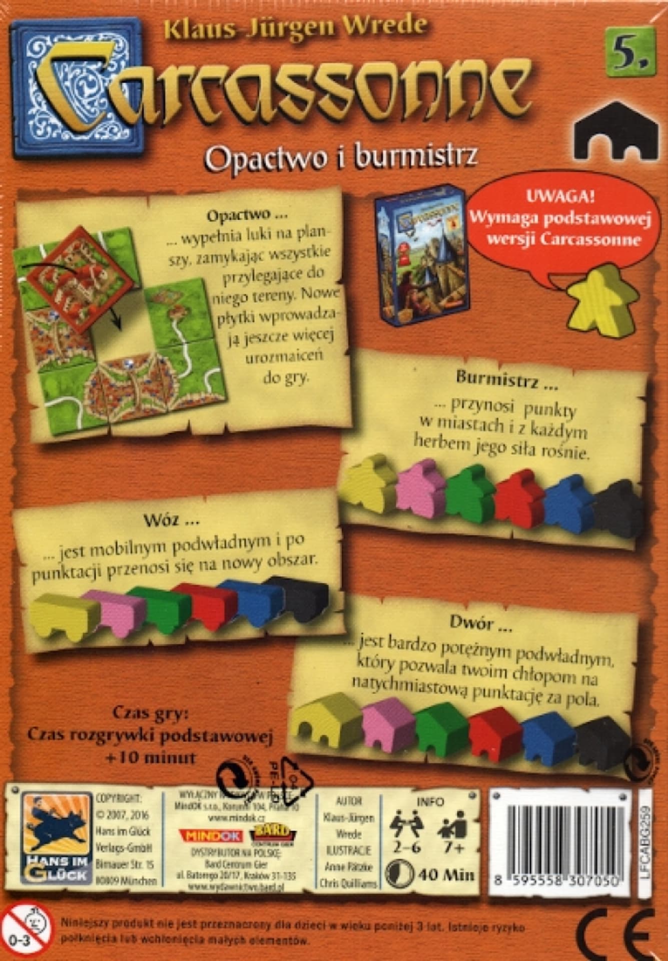 

GRA PLANSZOWA CARCASSONNE 2ed - OPACTWO I BURMISTRZ - dodatek nr5 BARD