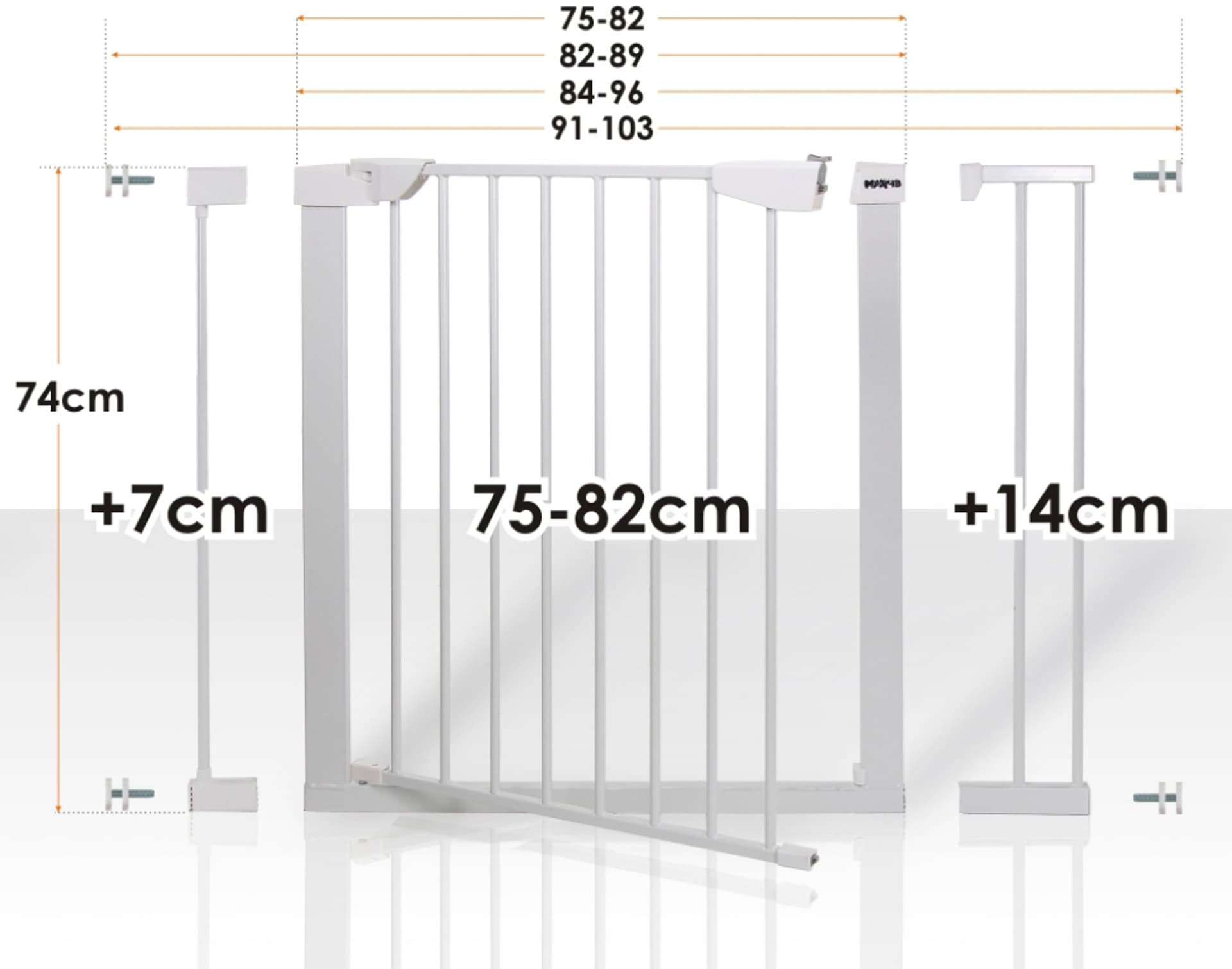 

BRAMKA ZABEZPIECZAJĄCA G1 +7+14cm HANKSKIDS
