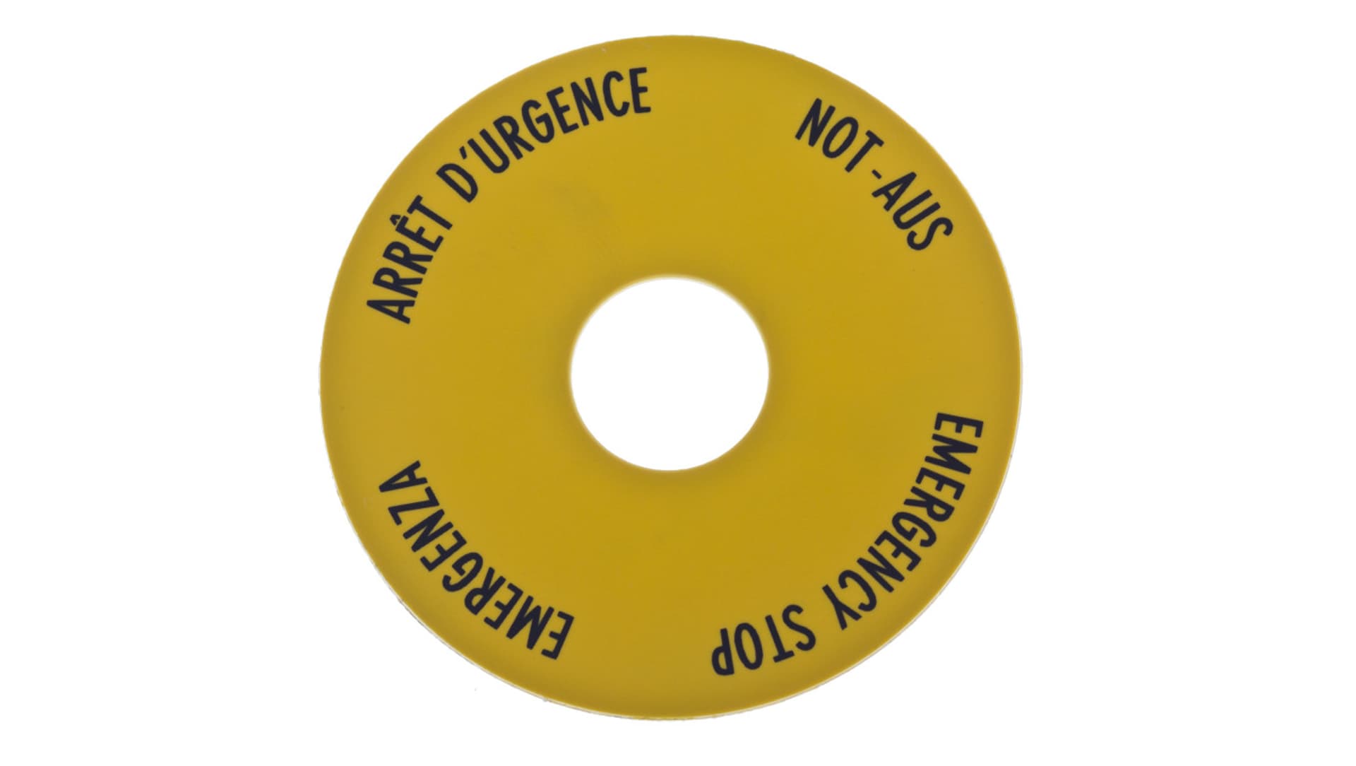 

Tabliczka opisowa żółta okrągła fi60 EMERGENCY STOP (4 języki) SRT1 058873, 4 języki) srt1 05887