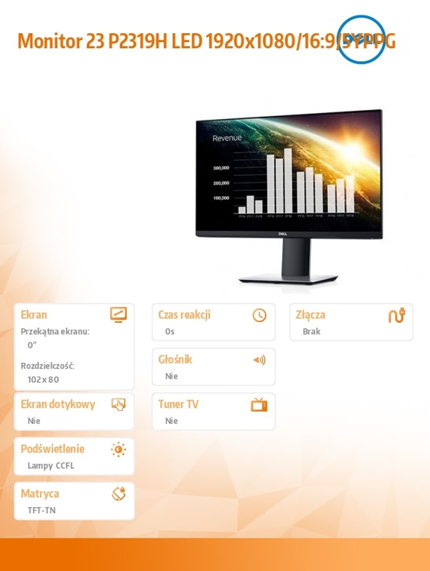 

Monitor 23 P2319H LED 1920x1080/16:9/5YPPG