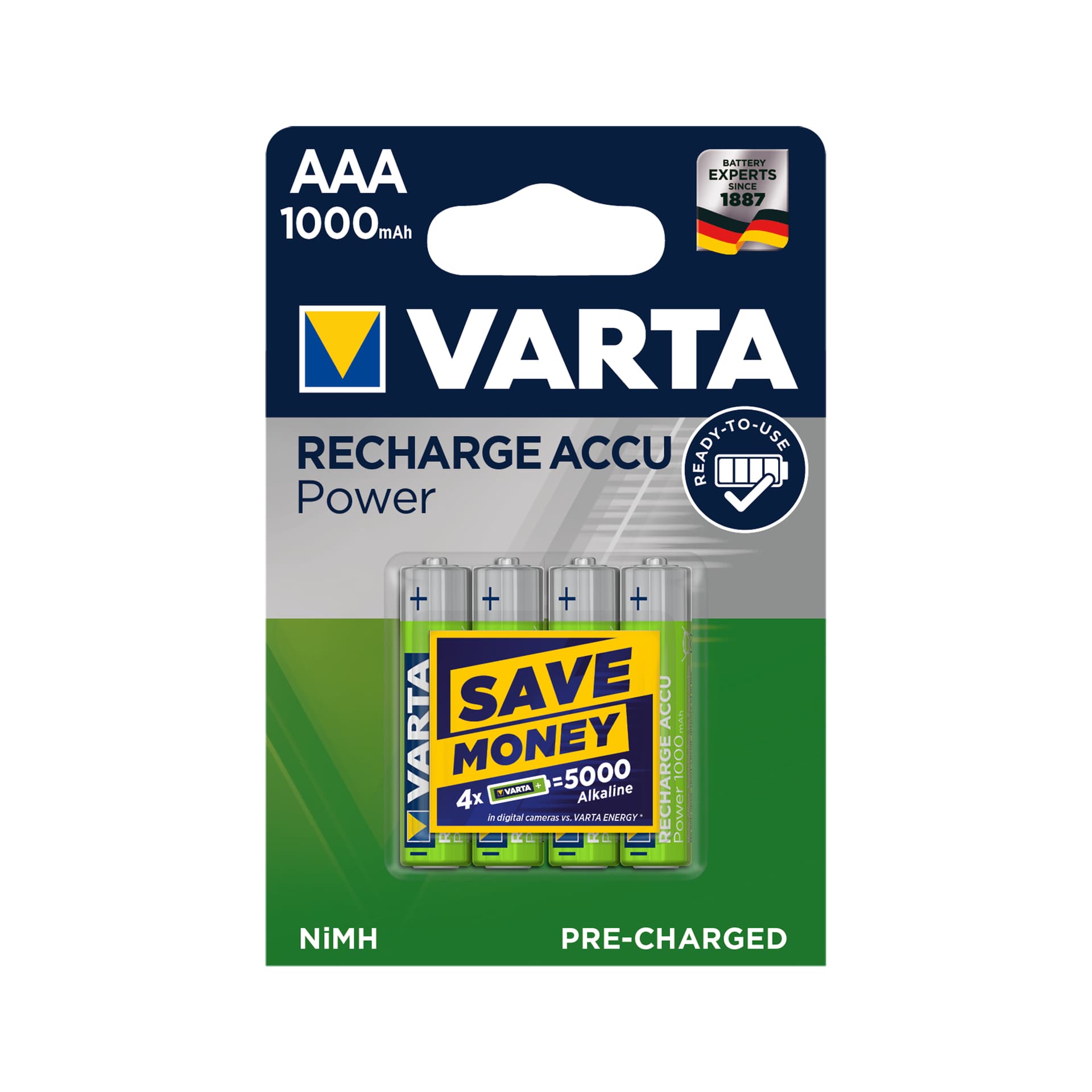 

Zestaw akumulatorków AAA VARTA Ready2Use 5703301404 (1000mAh ; Ni-MH)
